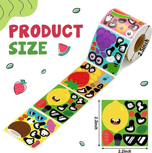 Miniatura 9 de Haooryx Rollo de 300 calcomanías de calabaza de otoño para hacer una cara, haz tu propia cara de calabaza, calcomanías adhesivas para mezclar y