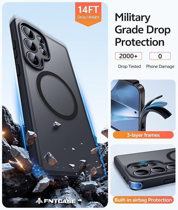 FNTCASE for Samsung Galaxy S24 Ultra Case: [Fit for Magsafe] [Full Camera Protection] Translucent Matte Cases with [Screen Protector] Military Grade Shockproof Protective Phone Cover by FNTCASE - Used condition - Image 5