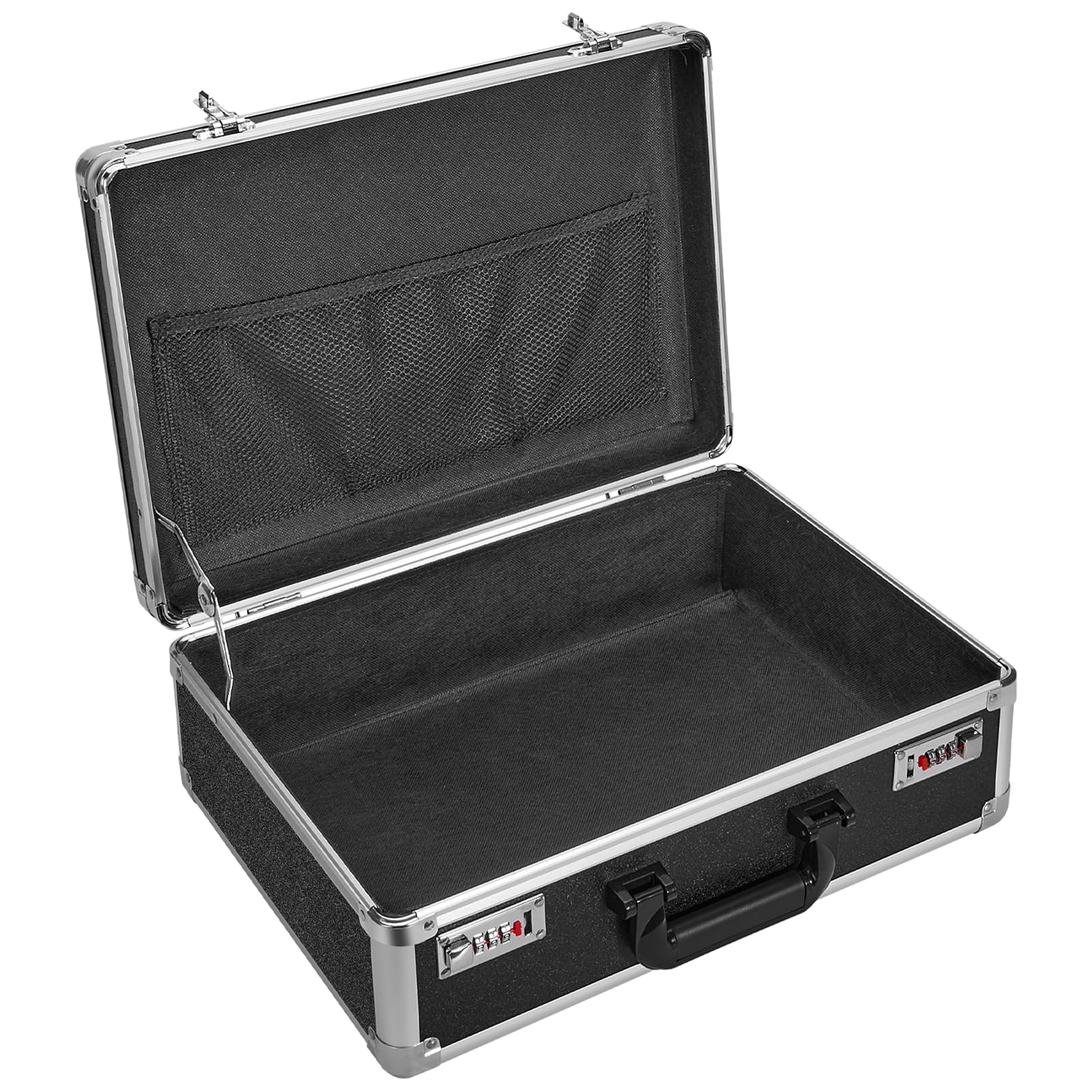 GODLONSEN Lockable Storage Box - 18.8 x 14.6 x 6.2 Inch, Document Storage, Briefcase for Men, File Organiser with Dual Combination Locks for Personal Items, Cash, Documents, Laptop - Black