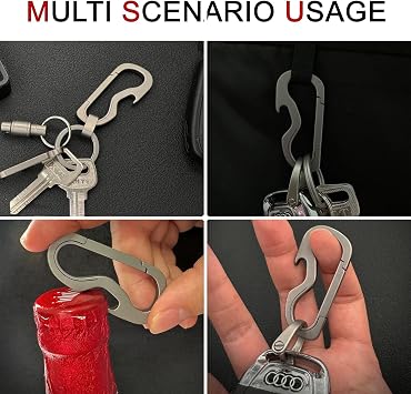 Titanium Carabiner Keychain Clip, Car Key EDC Key Chain Quick Release Hooks