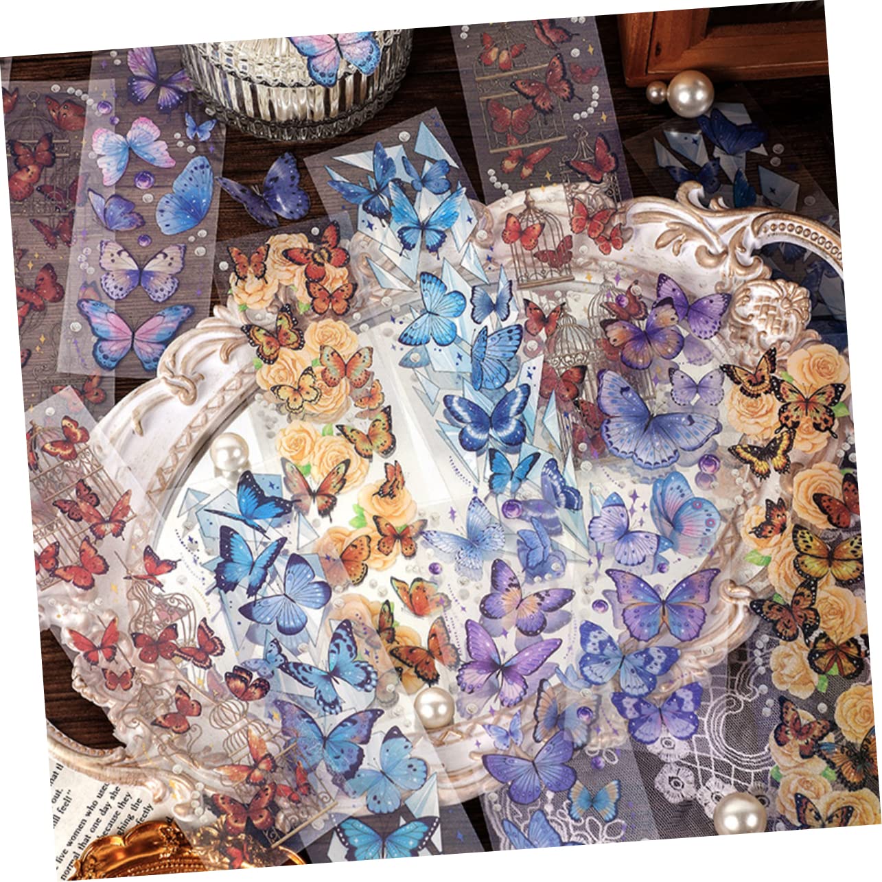 Tofficu 60blätter Retro Hintergrundpapier Material Für Scrapbooking Dekoration Mit Schmetterlingsdesigns Pro Design Langlebig Und Vielseitig Einsetzbar