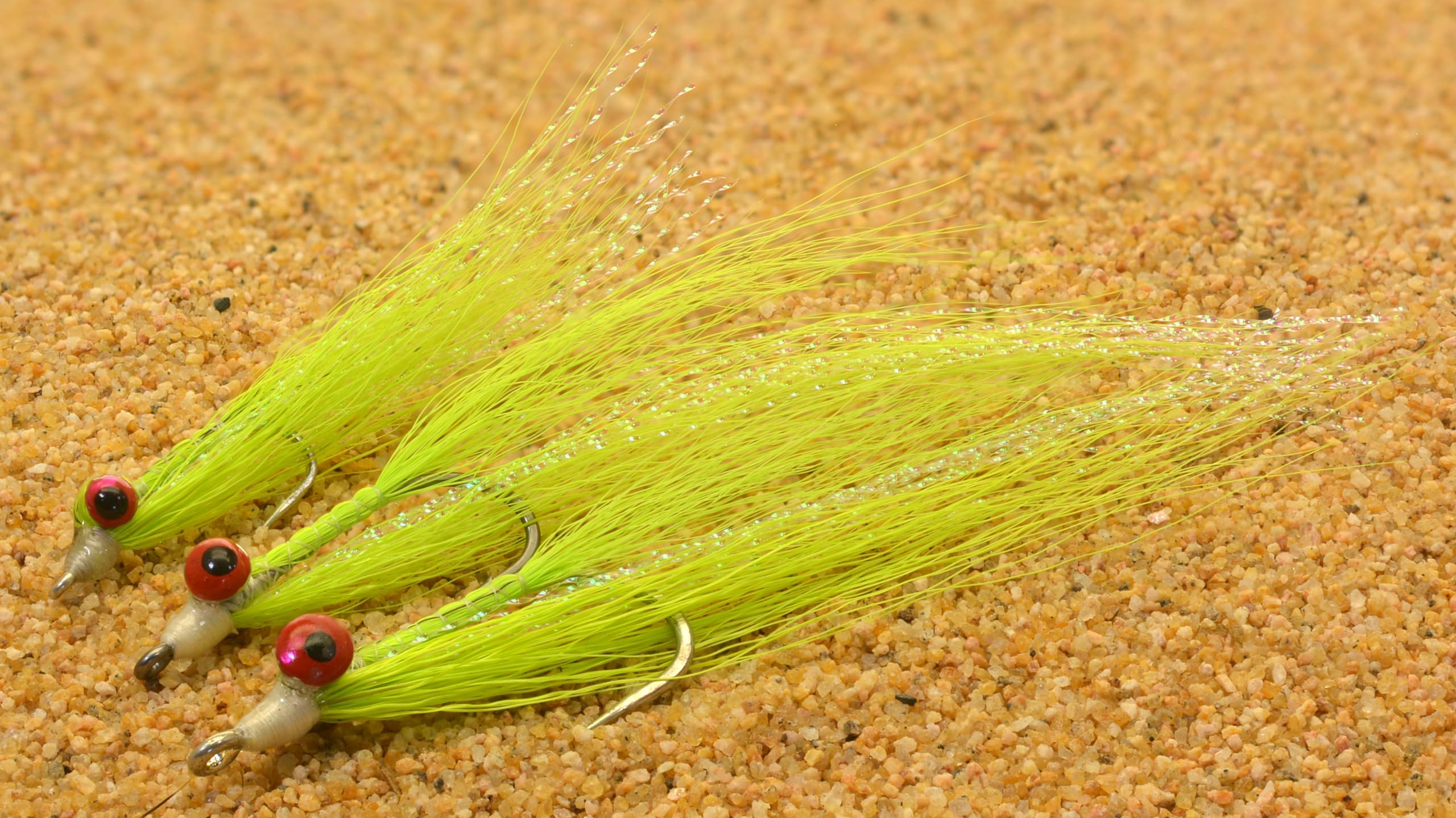 Clouser Minnow Fishing Flies - Double Chartreuse - Mustad Signature Duratin Fly Hooks - 6 Pack