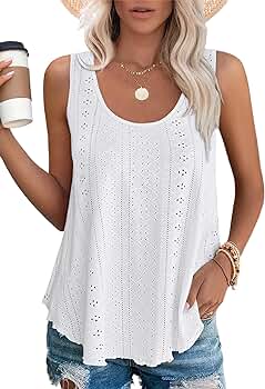 efu EATHER SLEEVELESS TOP ホワイトF Womens Summer Tops 2025 Casual Loose Tank Tops for Women