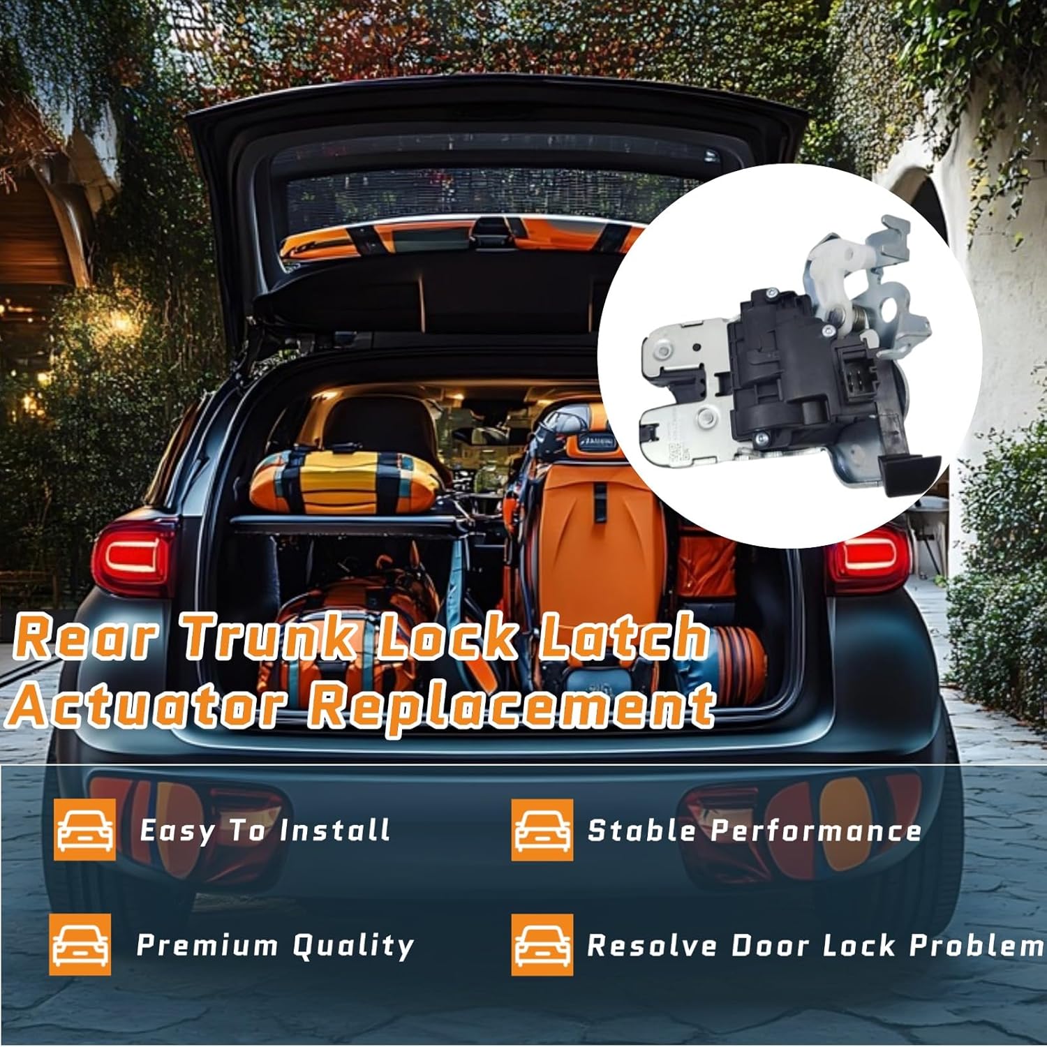 4H0827505 4H0827505A Rear Trunk Lock Latch Actuator Replacement for Audi A3 Cabriolet A8 TT RS3 TTRS VW Golf Cabriolet