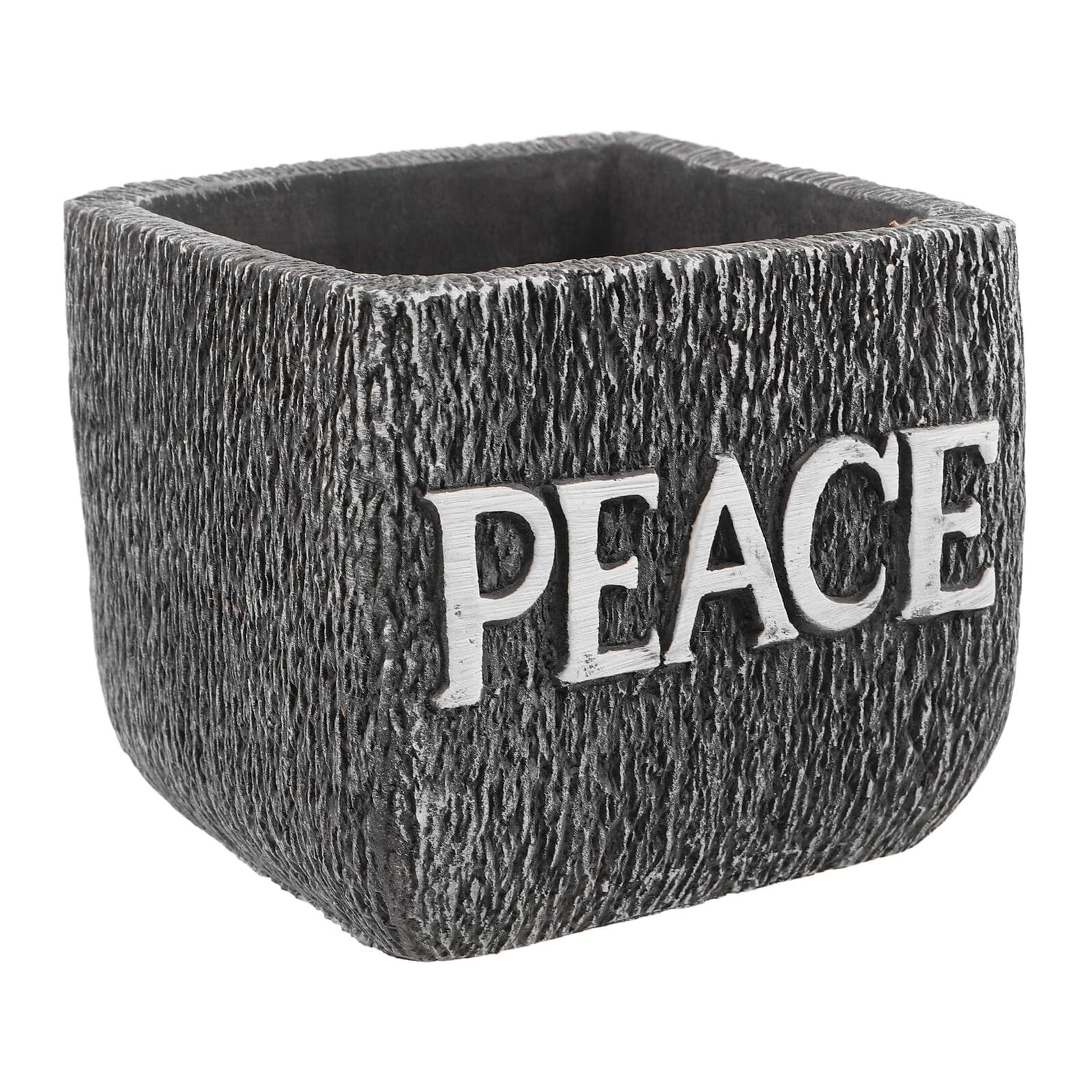 Pot de bureau béton foncé idéal pour petits cactus et succulentes