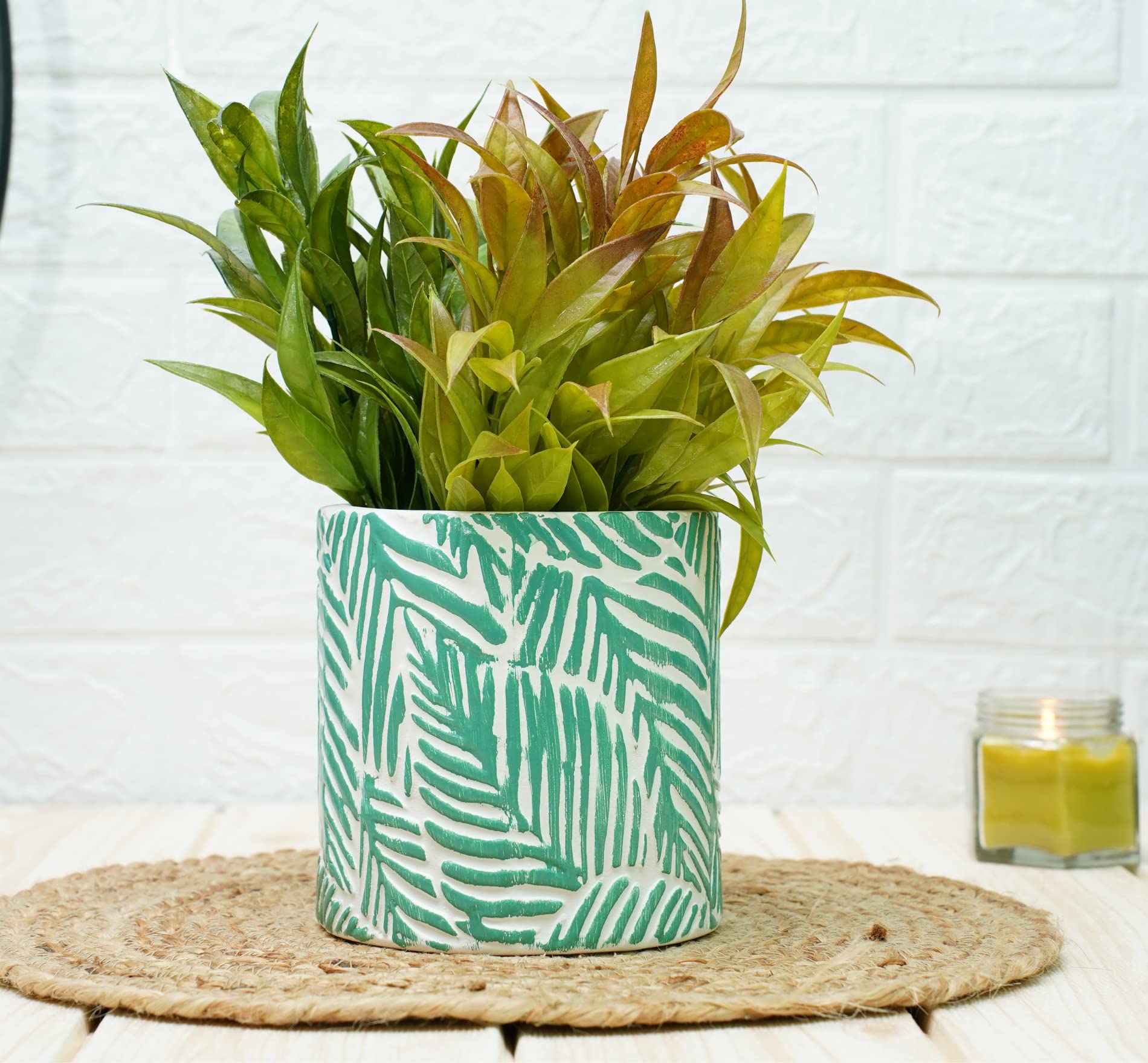 GOLD DUST Ceramic Pots for Plants, Pots and Planters, Planters for Living Room, Plant Pots, Ceramic Pots for Indoor Plants 14 X 15 Cm (Green Leaf) (B0BR1NKGVJ) Amazon Price History, Amazon Price Tracker
