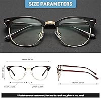 Vista 105 de Lentes Aomaste con bloqueo de luz azul, retro, con semi montura, UV400, lentes transparentes para computadora, unisex