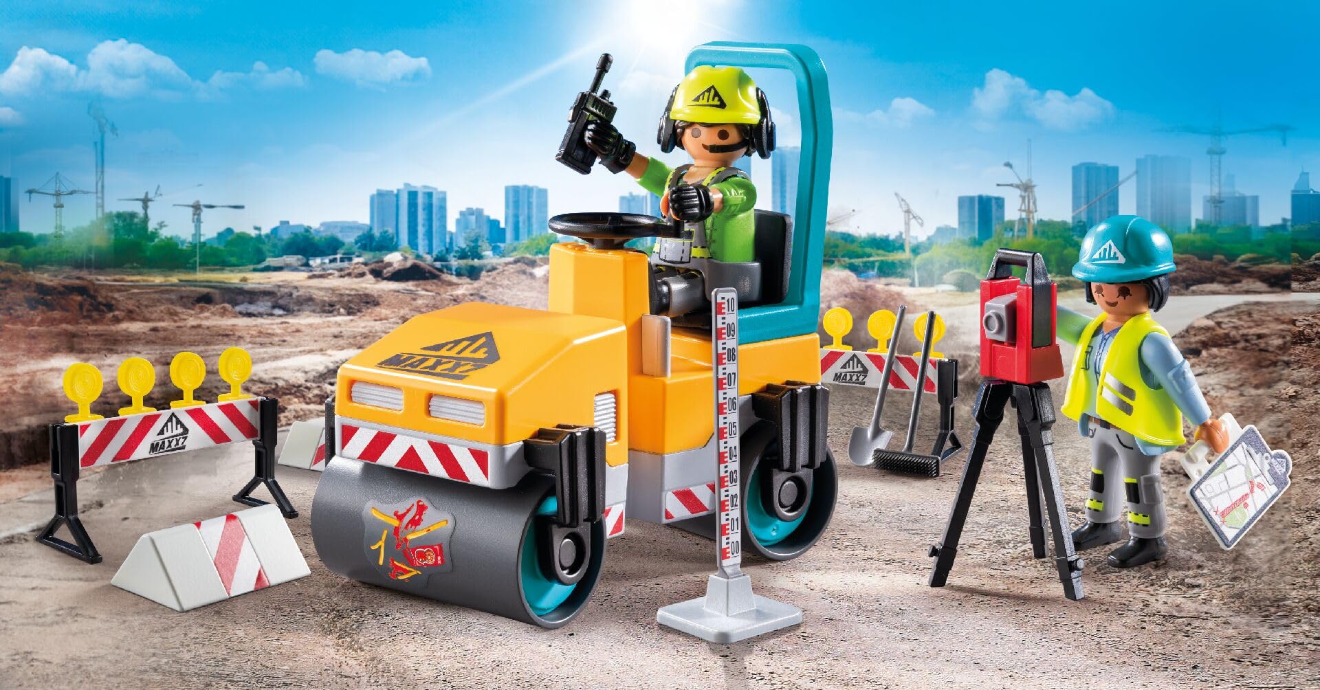 PLAYMOBIL | Action Heroes | Obra de Carretera | Juguetes de construcción para niños | Set de construcción | para niños a Partir de 4 años | 71751
