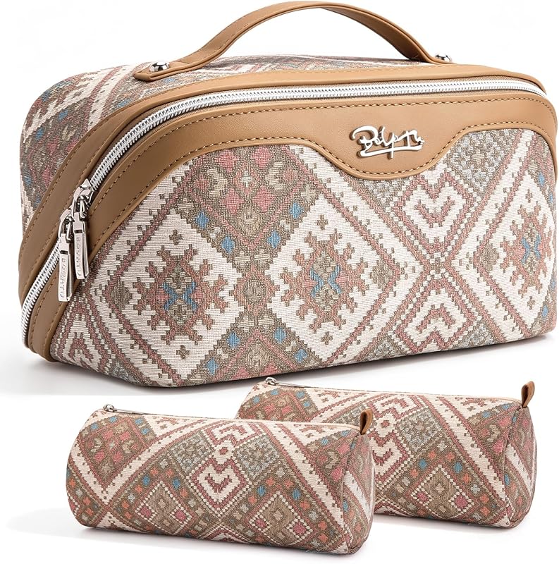 Necessaire organizadora de maquiagem BOYATU com 3 peças, marrom 22-Brown