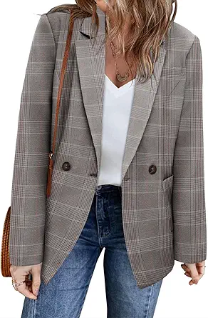 CHICZONE Womens Casual Blazer Long Sleeve Open Front Lapel Button Work Office Pinstripe Blazer Jacket