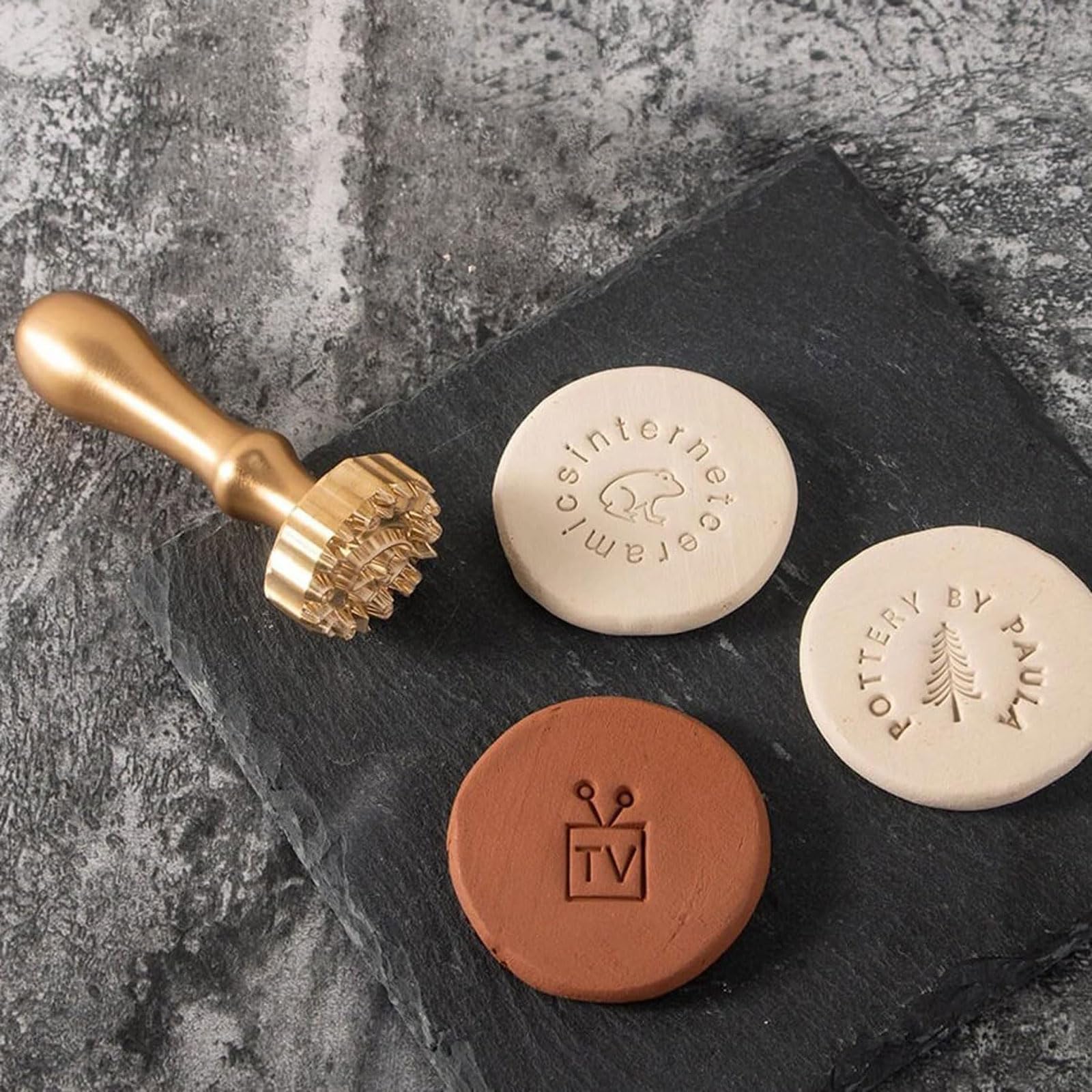 esmen Personalisierte Stempel, Keramikstempel, individuelle Töpferstempel mit Text oder Initialen, Keramik-Signaturstempel für Ton Seifenstempel