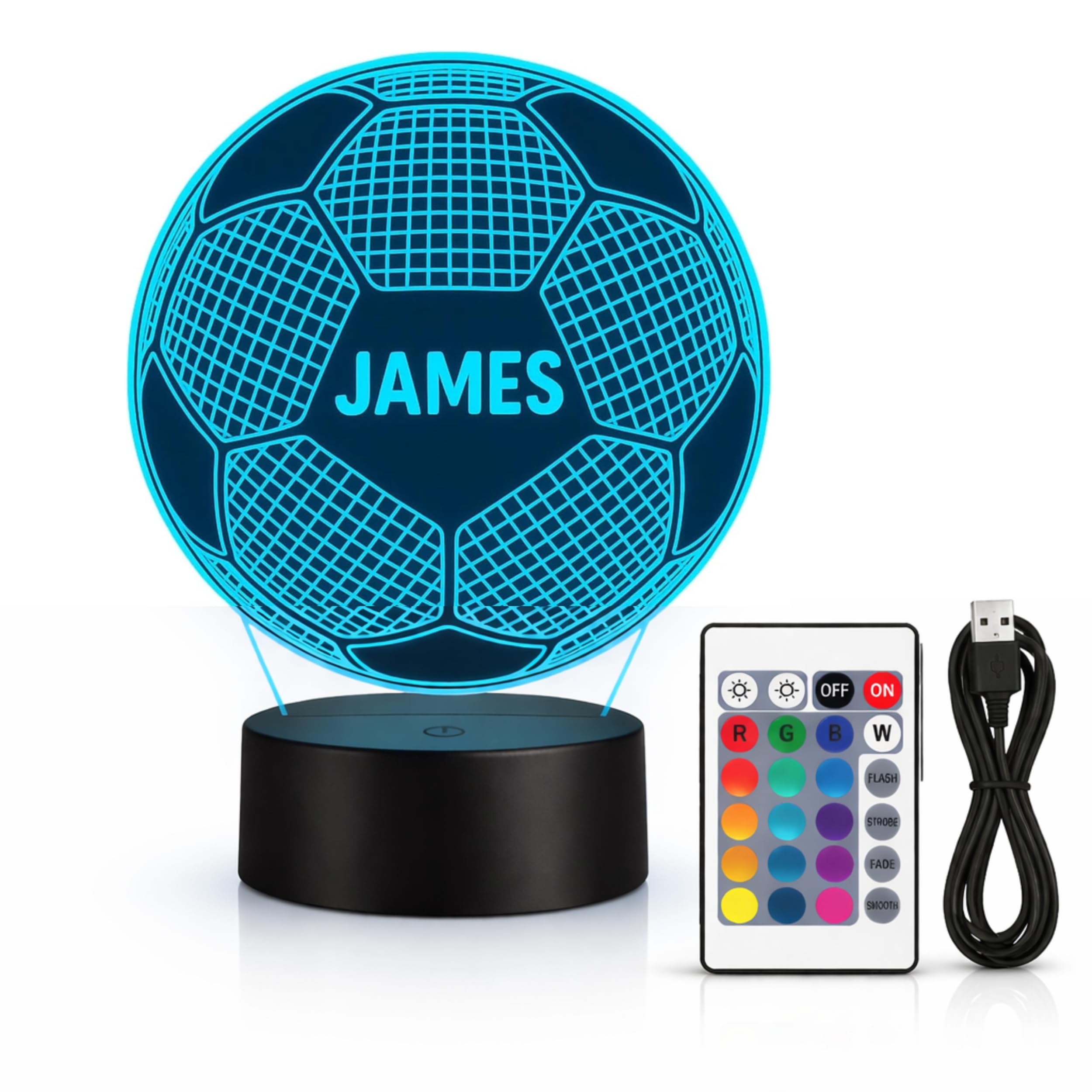 Football Gifts for Boys– Custom Name 3D LED, Football Bedroom Light, Football Gift for Kids, Age 5 6 7 8 9 10 11 12, Night Light for Boys, Personalised Football Gifts for boy — image 1