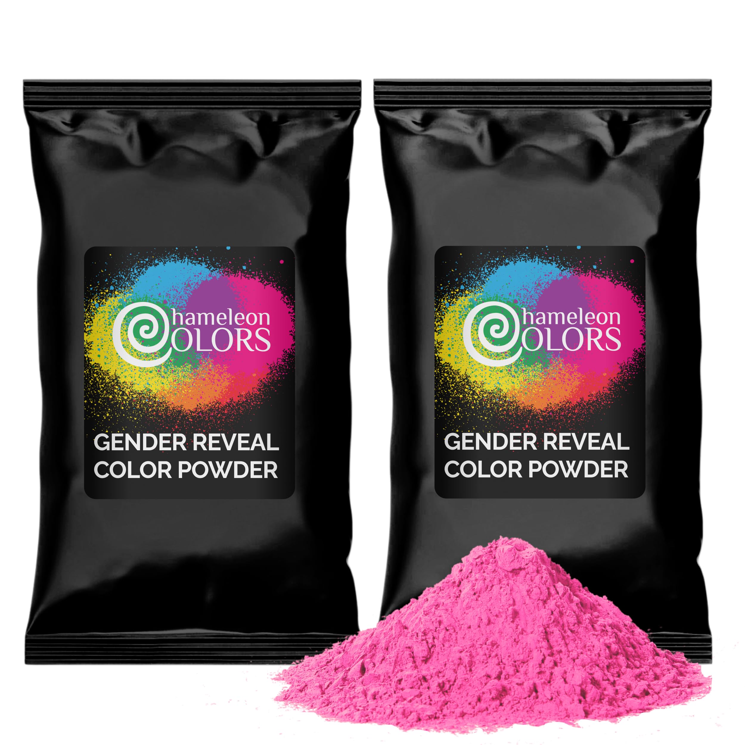 Chameleon Colors Pink Gender Reveal Powder - Blackout Kit - Two 1 lb Bags - Vibrant Pink Color - Powder for Baby Girl Gender Reveal - Color Not Visible Through Bag - Easy Cleanup - Non-Toxic