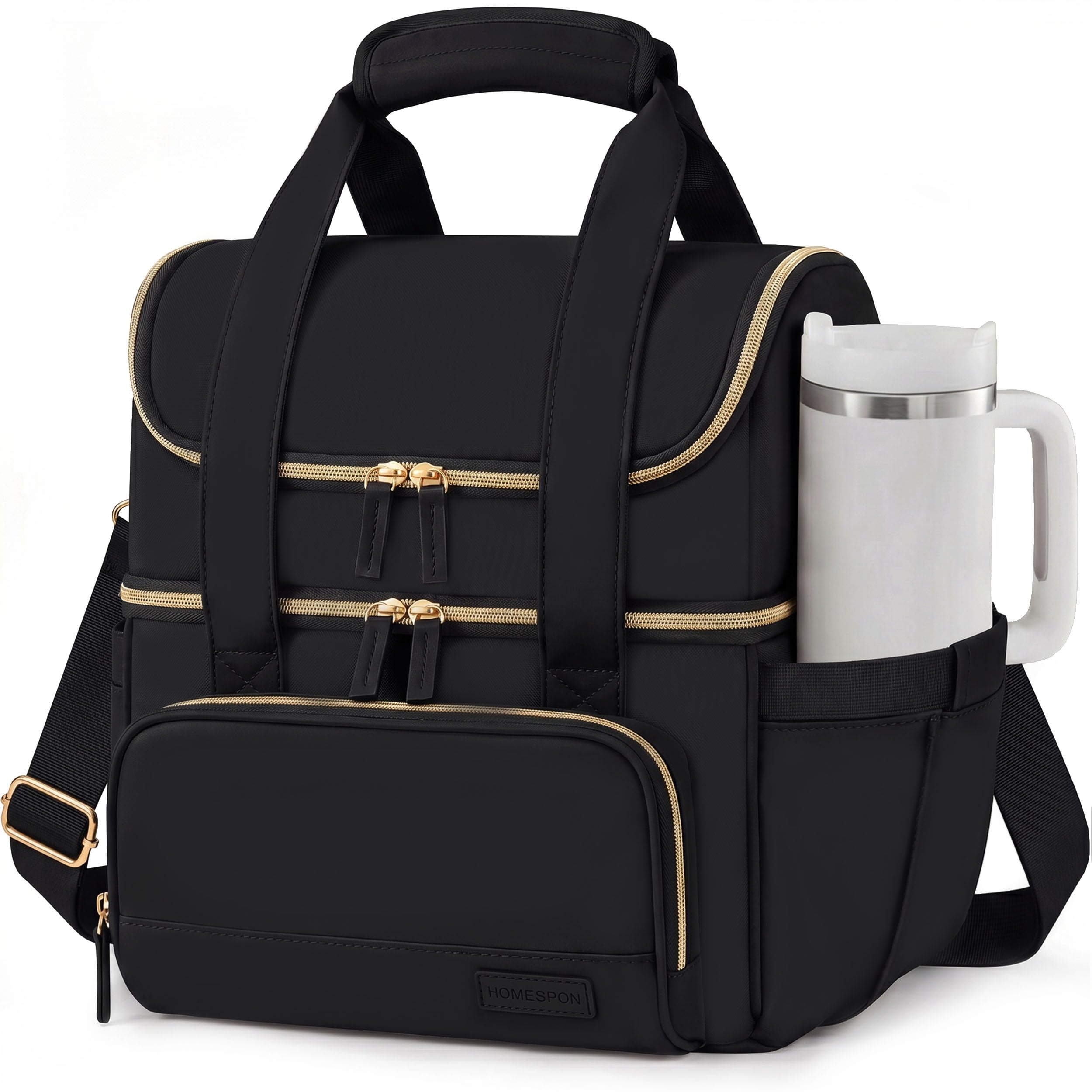 HOMESPON Double Layer Insulated Lunch Bag with Shoulder Strap, 12L