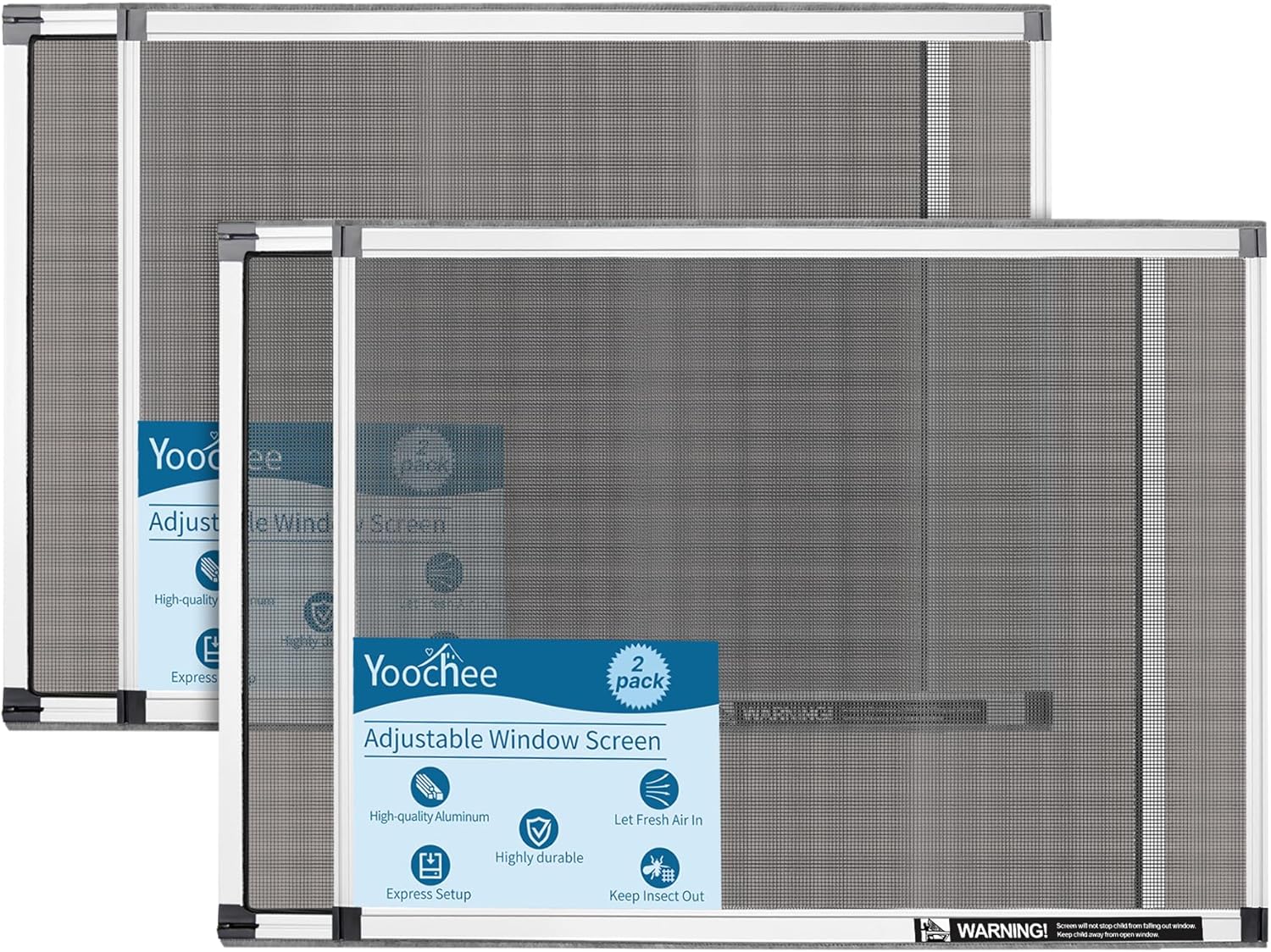 Expandable Window Screen, 2 Pack Adjustable Window Screen(18" H x 25" - 49" W) - Large Replacement Window Screens with Frame, Durable Replacement Screen for Window 2 Packs?18" H x 25" - 49" W?