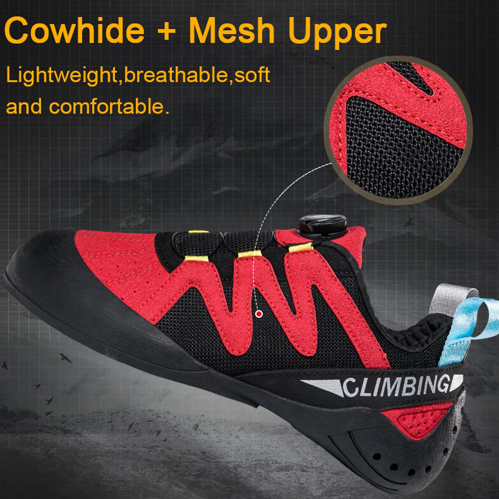 Pies De Gato Transpirables,Zapatos de Escalada para jóvenes,Zapatos de Escalada para Interiores y Exteriores,Ligeros,Respirable,para Principiantes En Interiores