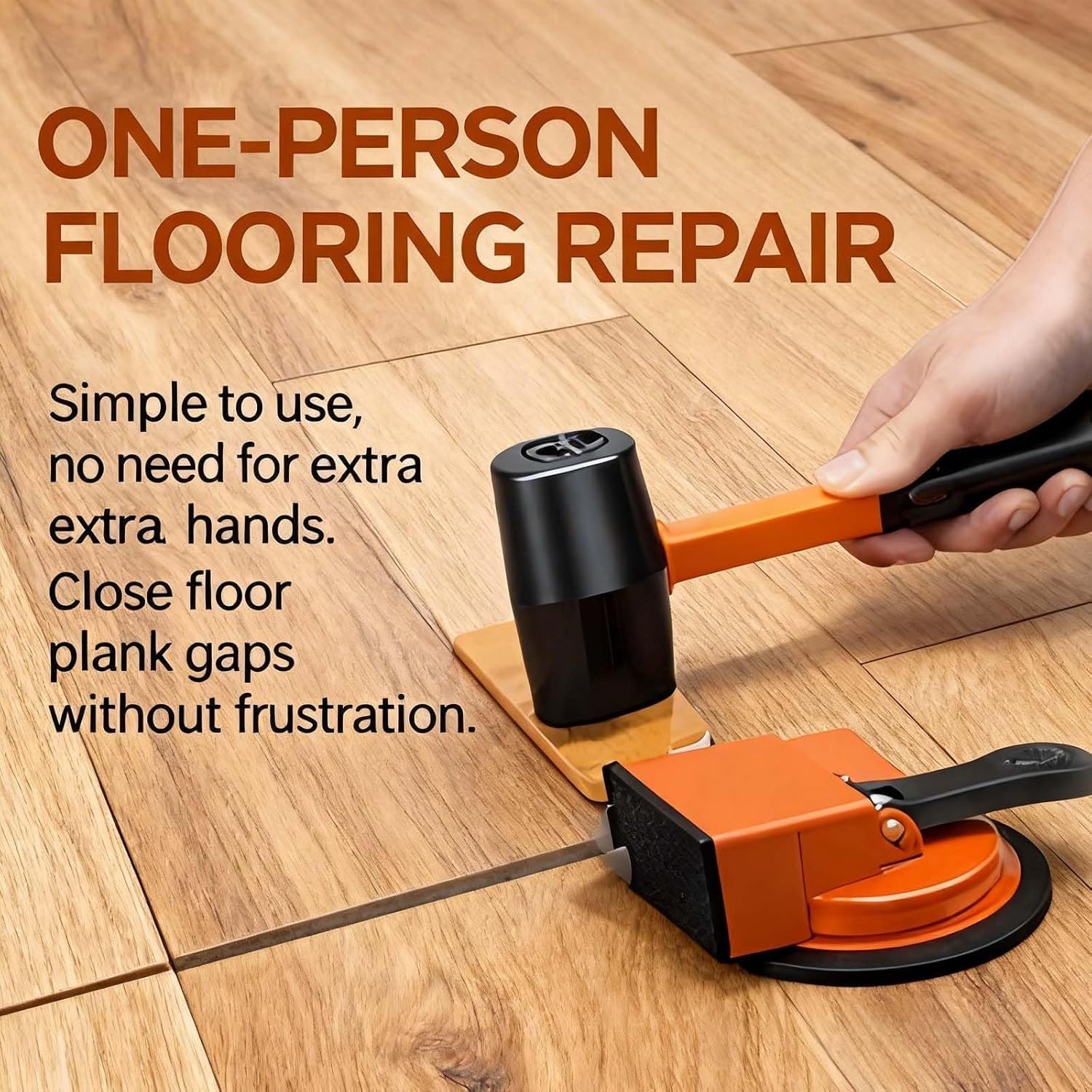 Herramienta De Alta Resistencia para Reparar Huecos En El Suelo con Ventosa - Kit Profesional De Reparación De Suelos Laminados Y De Madera para Cerrar Huecos, Orange