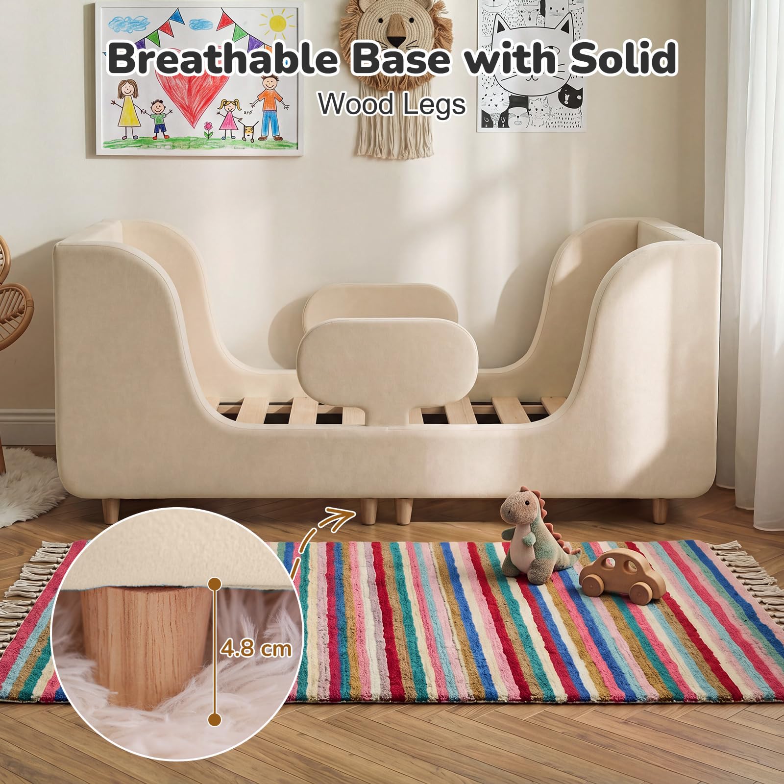 Cama para niños pequeños suave acolchada para niños y niñas