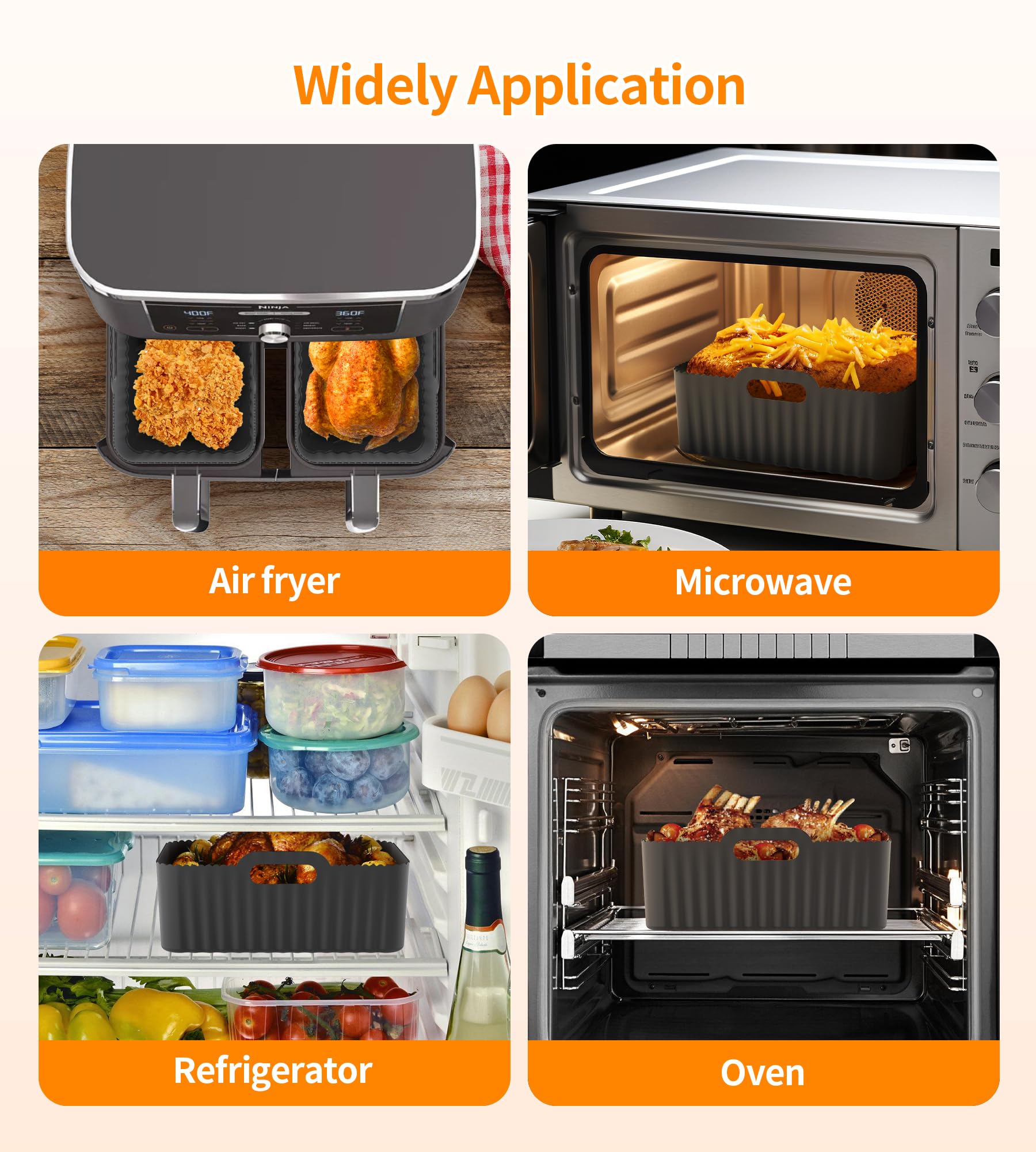 Stampo In Silicone Per Air Fryer Con Fori Laterali | Compatibile Ninja Double Stack (AF400, SL400) E Altre | 19x14x7 Cm | Antiaderente E Lavabile In Lavastoviglie - 3
