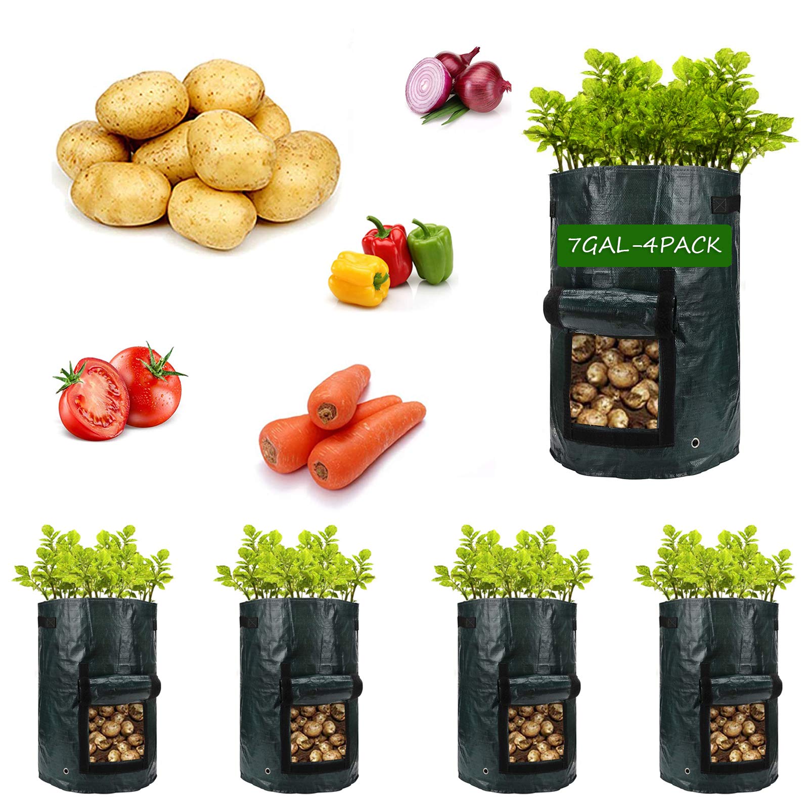 Buy PotatoGrowBags, Garden Vegetable er with Handles&Access Flap for