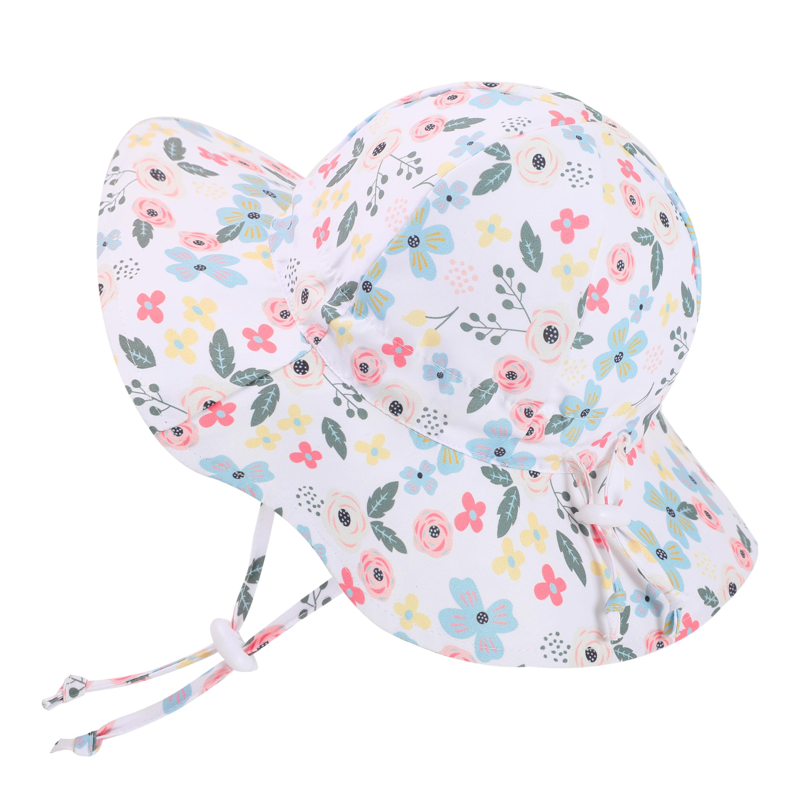 Baby Girl Sun Hat with Wide Brim Bucket Hats Adjustable Floppy Sun Hat with 50+ UPF Protection for Toddler Girls