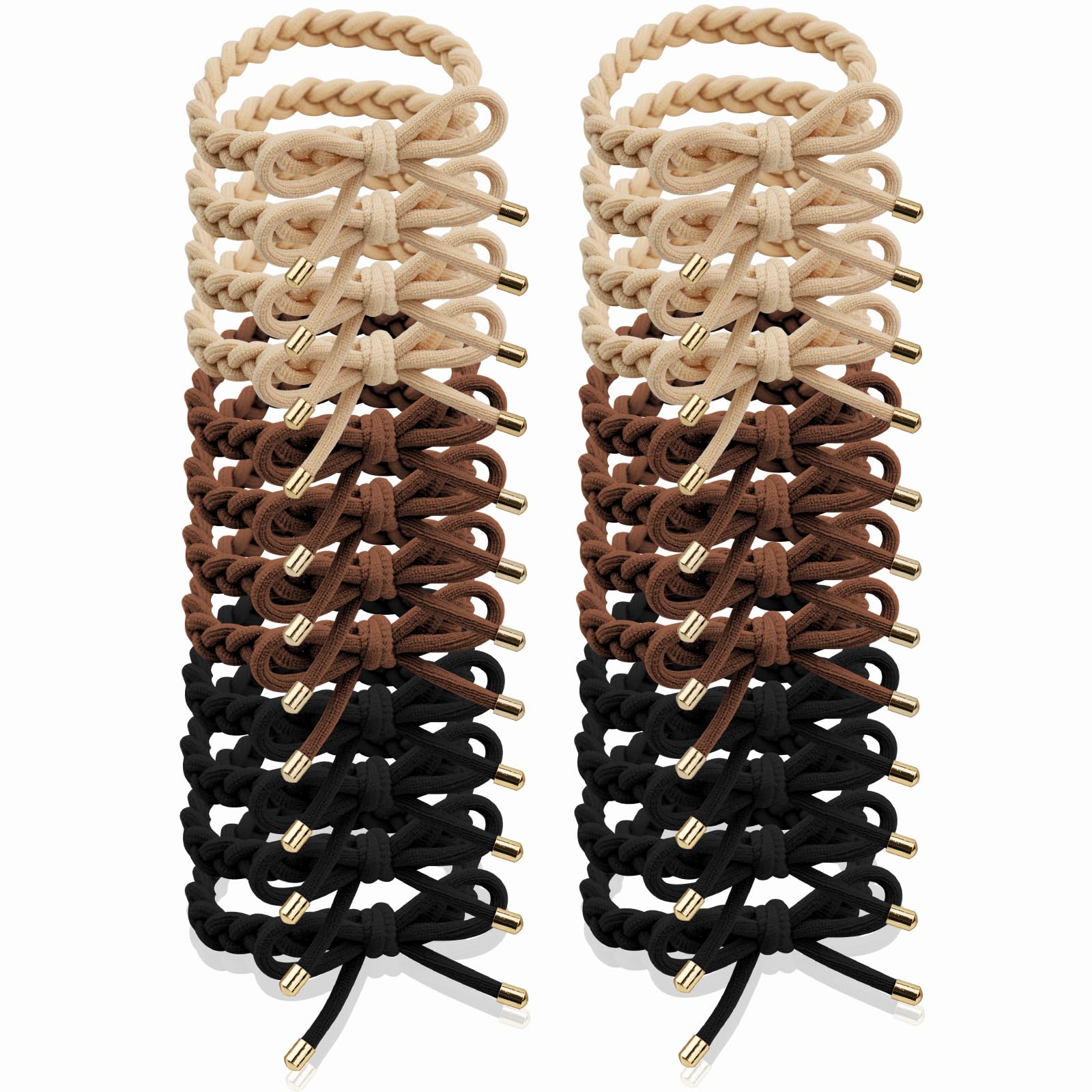 KOVOLITU 24 PCS Braided Hair Ties Bow Tie Hair Bracelets for Women Girls Elastic Hair Ties No Damage Ponytail Holders