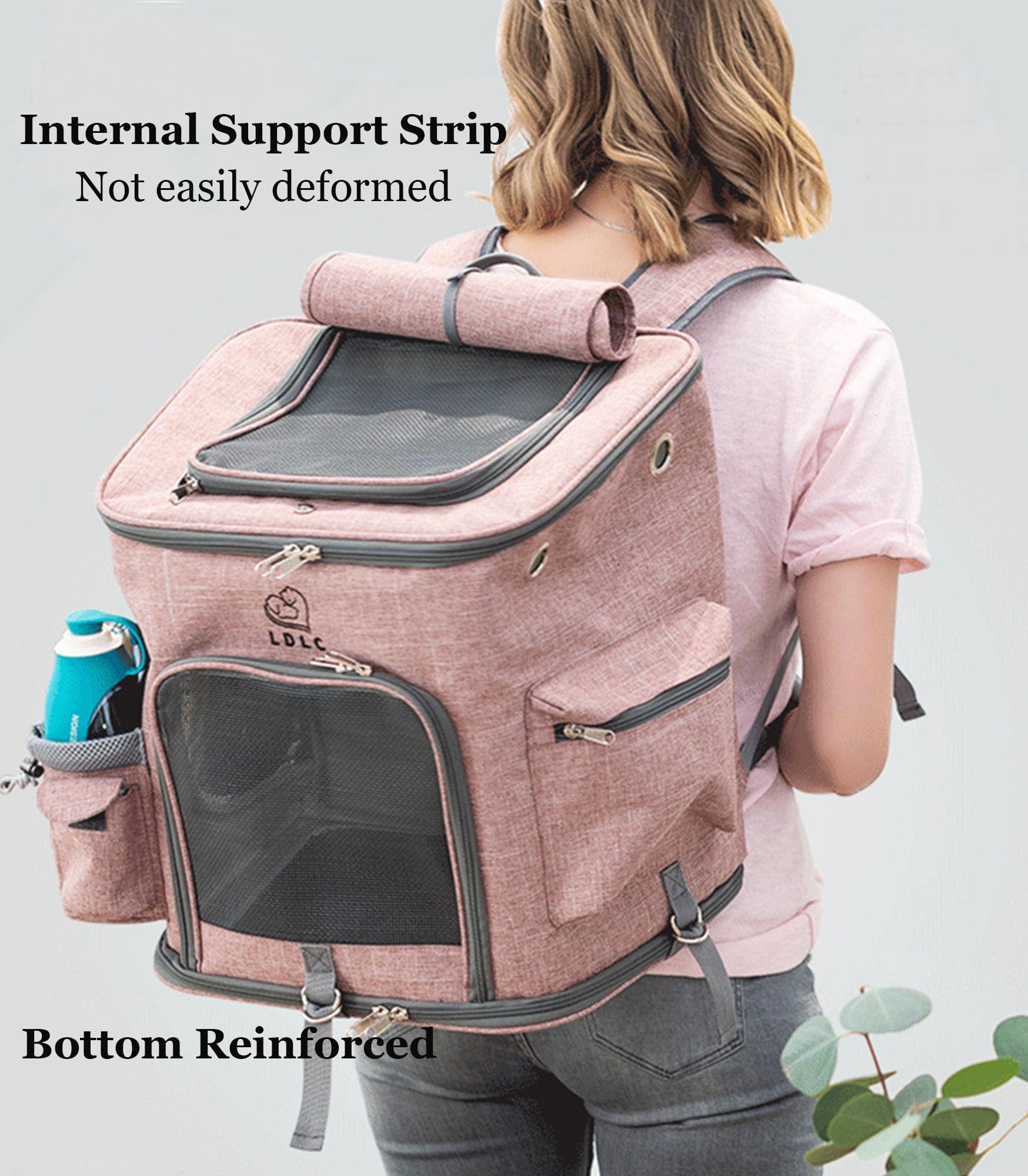 Sac à dos portable de transport pour chien et chat de petite et moyenne taille pour randonnée, camping, activités de plein air (jaune, L)