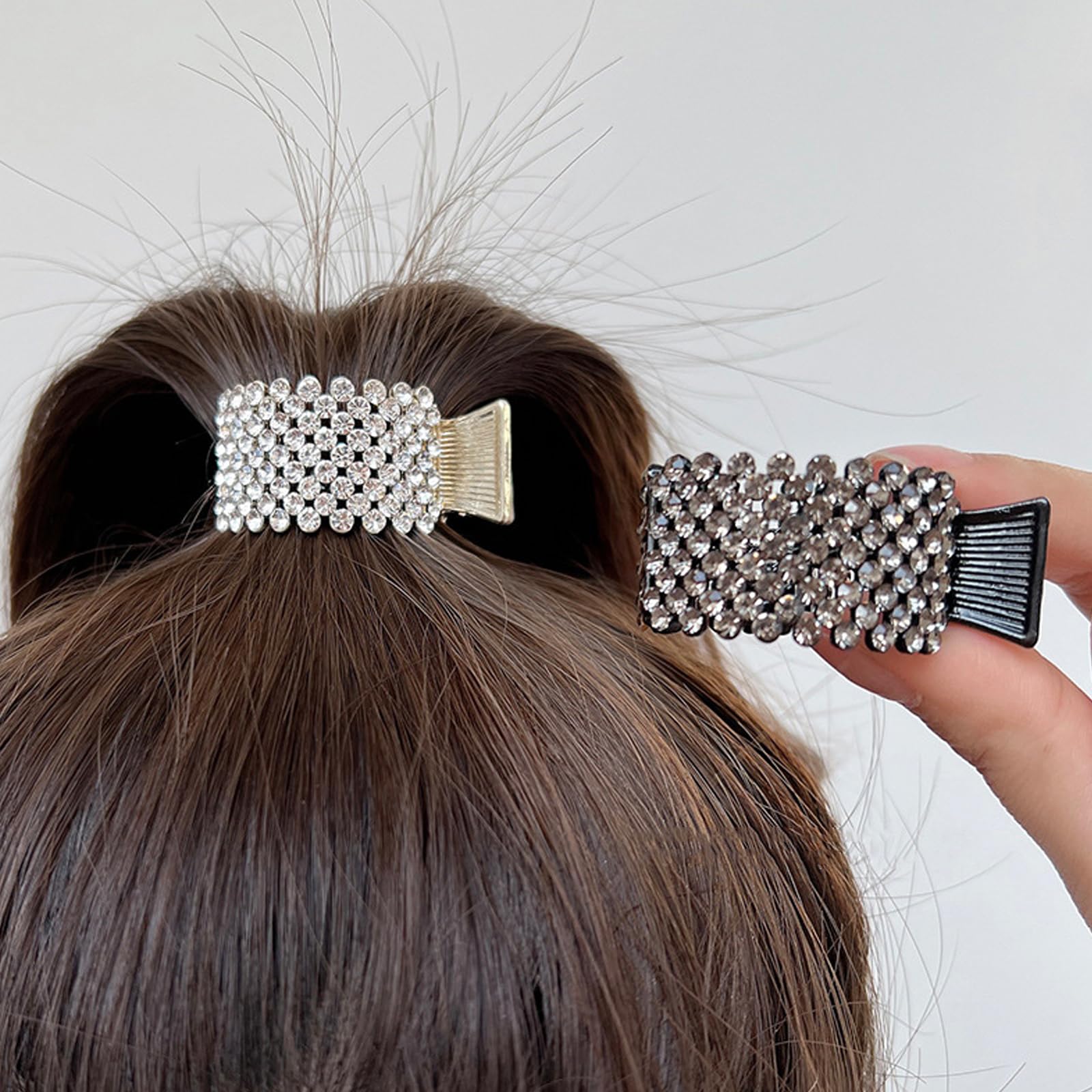 3Pcs Convenient Ponytail Clip Rhinestone High Ponytail Hair Clips Stylish Small Hair Claw Clips Nonslip Metal High Ponytail Hair Claw for Women Girls - Image 4