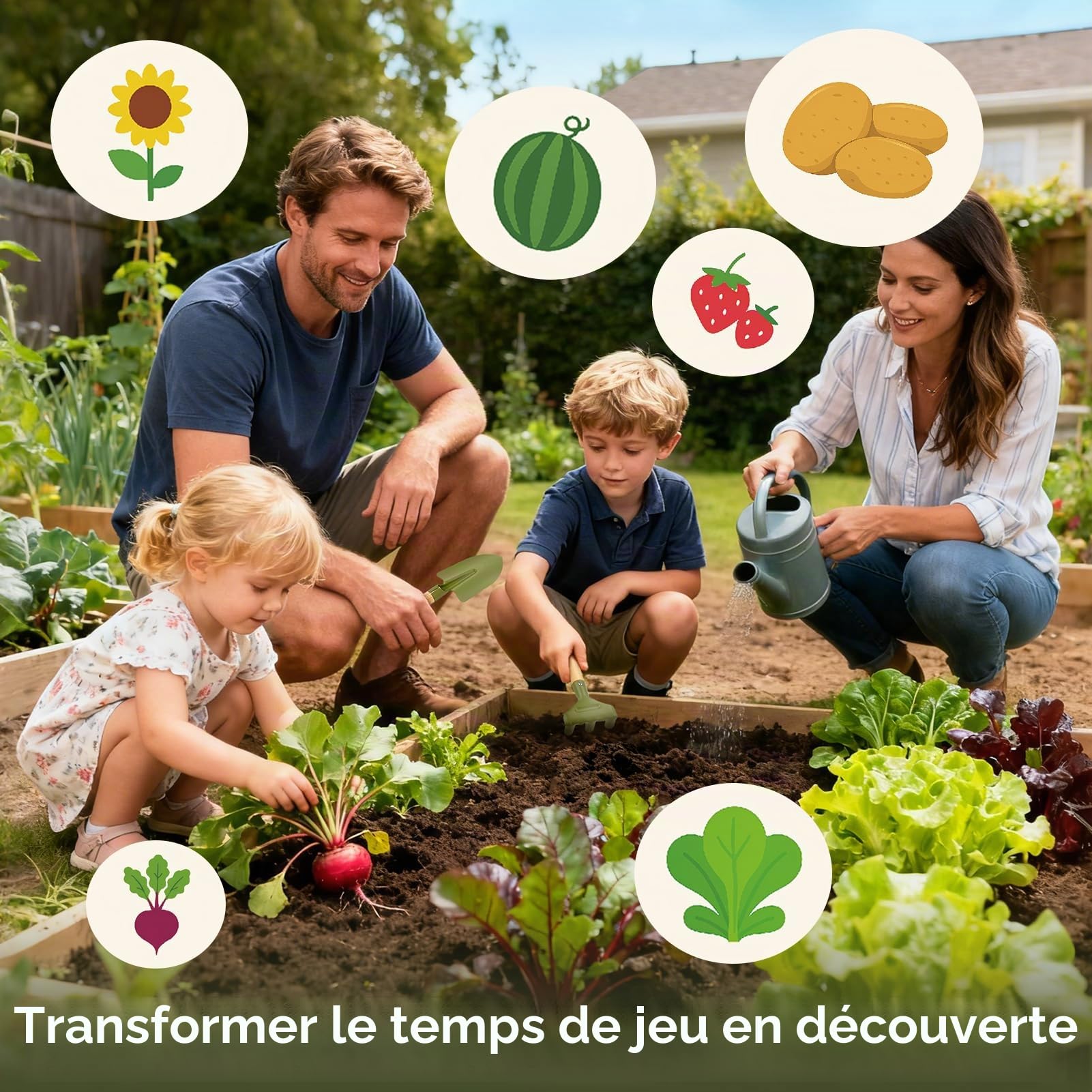 Brouette Enfant – 17PCS Kit Jardinage Enfant avec Outils Longs et Court,Boîte d’Observation Insectes, Loupe, Filet à Papillons & Accessoires – Ensemble Jardinage + Exploration Nature pour Enfants 3+
