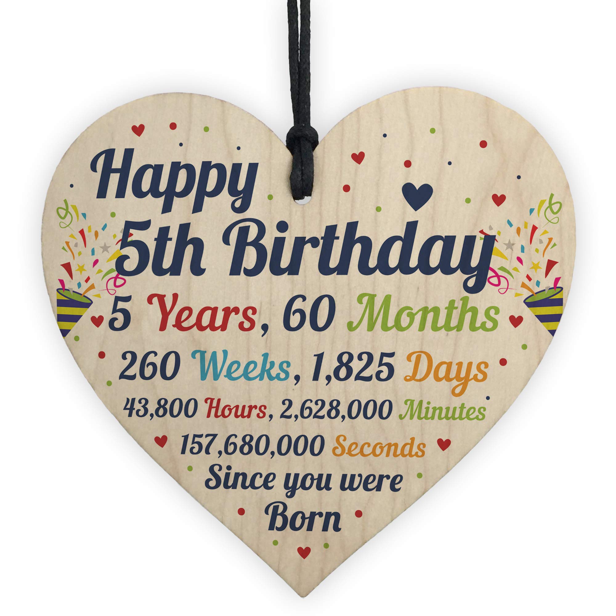 RED OCEAN 5th Birthday Gift For Boys Wooden Heart 5th Birthday Gift For Girls 5th Birthday Decorations