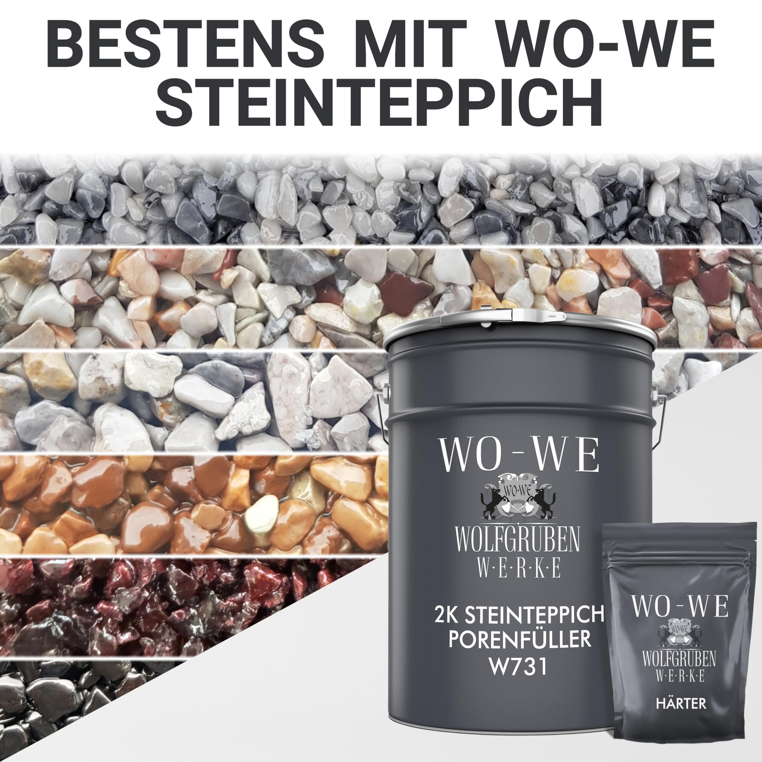 2K Epoxidharz Steinteppich Porenfüller Bodenbeläge Steinboden Treppe W731-9Kg