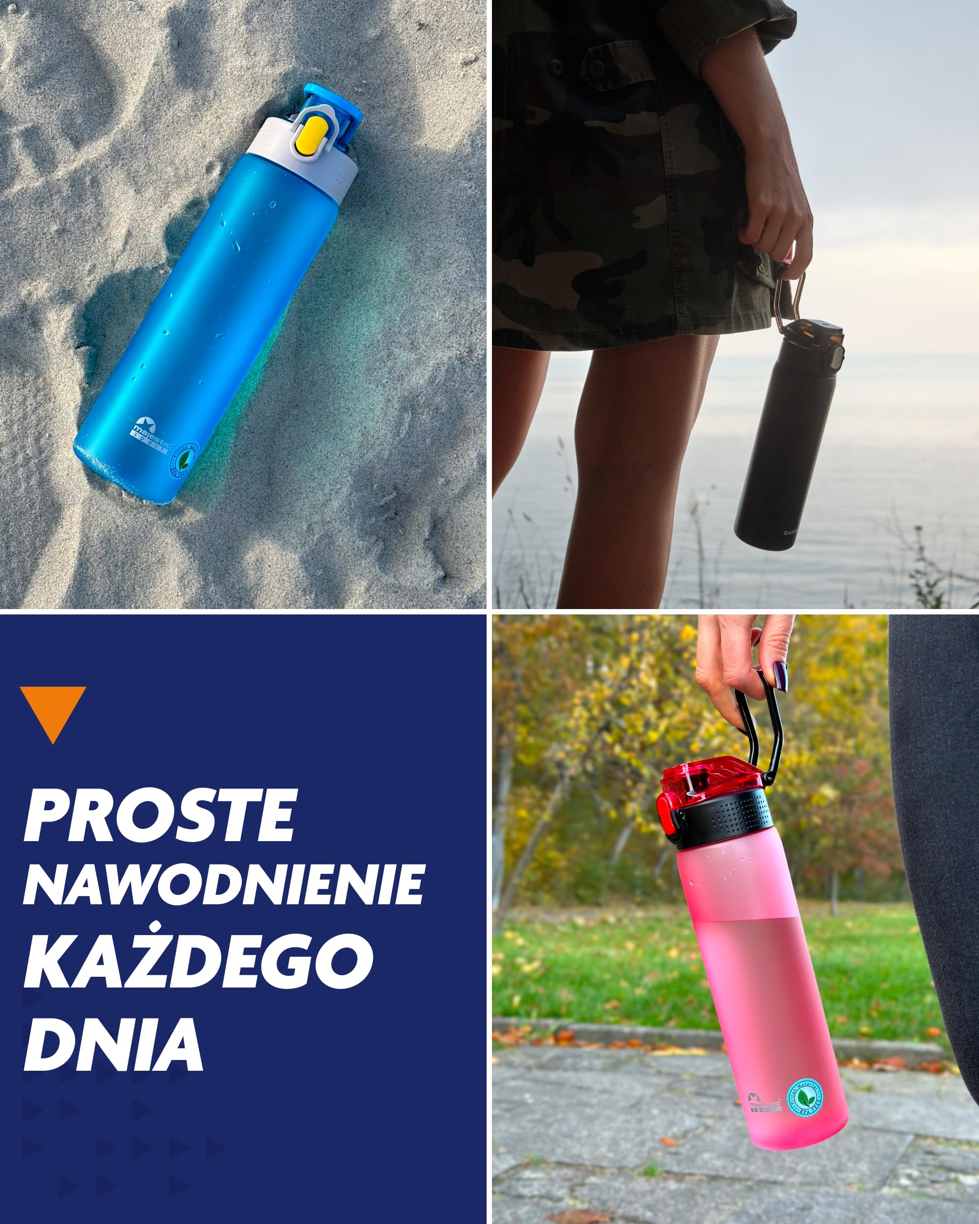 Okosei Clear Butelka na napoje, 750 ml, nie zawiera BPA, tritan, butelka sportowa, na rower, do fitnessu, lekka, odporna na uderzenia, wielokrotnego użytku, zielona