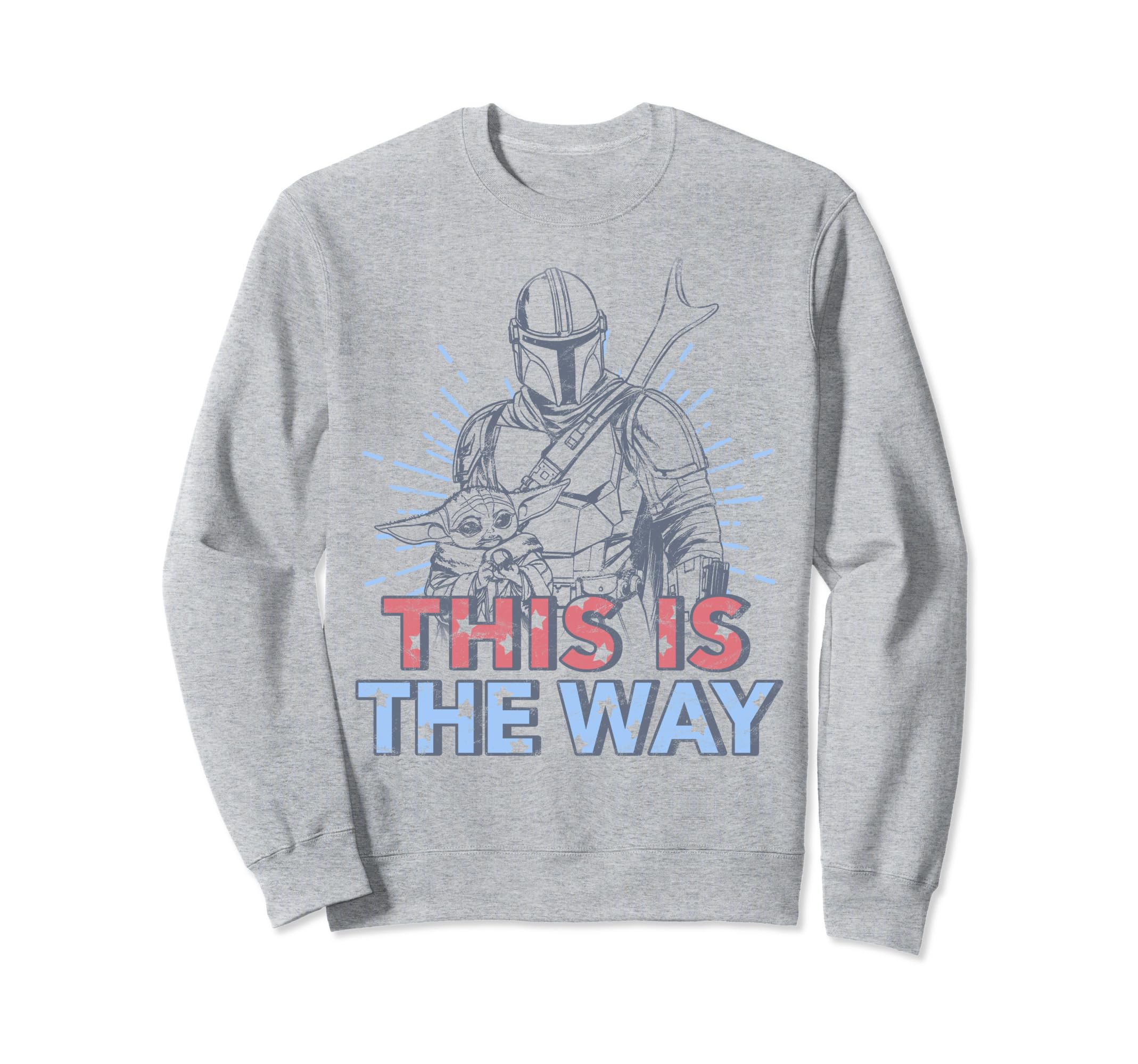 Star Wars: The Mandalorian Fourth Of July Mando & The Child Sweatshirt, Grey