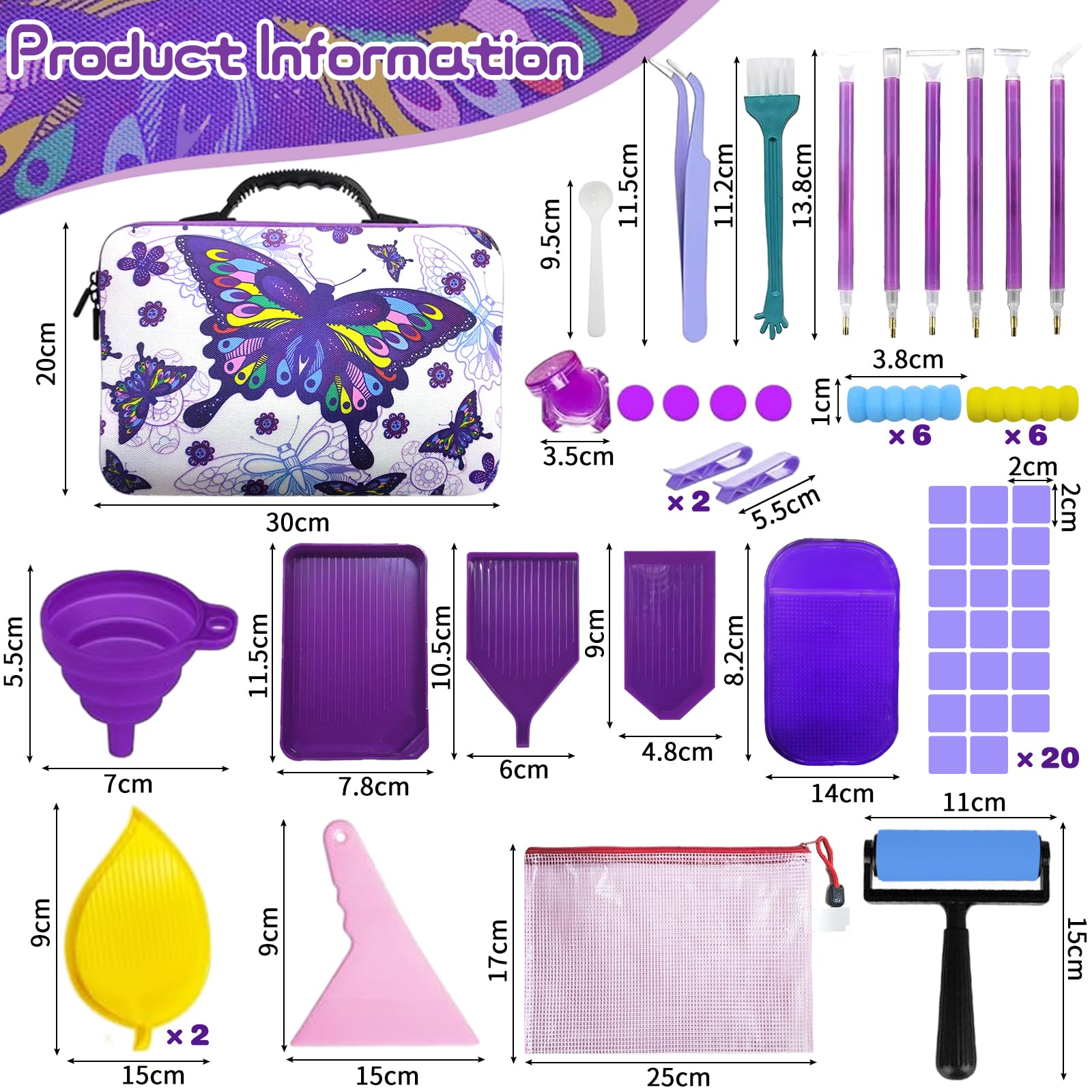 Scatola per accessori pittura diamante, Diamond Painting Accessory Storage, 70 scomparti, Salvia, Blu, Smeraldo, Ciligia, Rosso, Nero, Viola