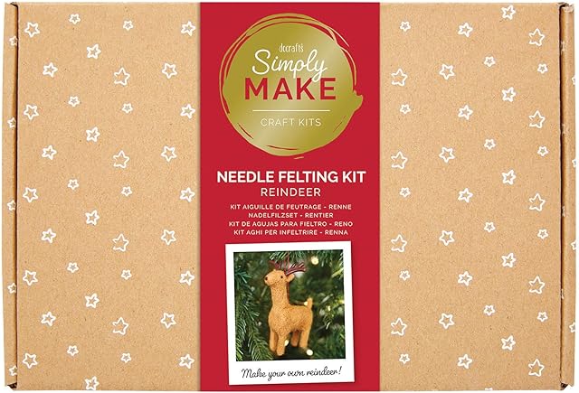 Needle Felting Kit Set, Create Your Own Christmas Reindeer Decoration (Approx 11cm Tall), DIY Craft, Make Your Own, Home, Children and Adults Hobby