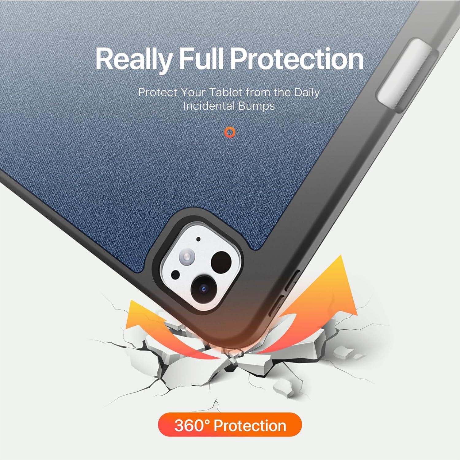 Case for iPad Pro 13-inch (M4, 2024 Released), Removable Magnetic Cover Auto Sleep/Wake Trifold Stand Ultra Lightweight Slim Soft TPU Back Shell with Built-in Pencil Holder