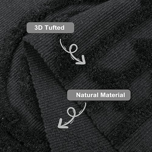 Miniatura 2 de Uphome Alfombra bohemia de 3 x 5 pies, lavable, de mal de ojo, con borlas, suave tejido de algodón, alfombra moderna y minimalista para el suelo,