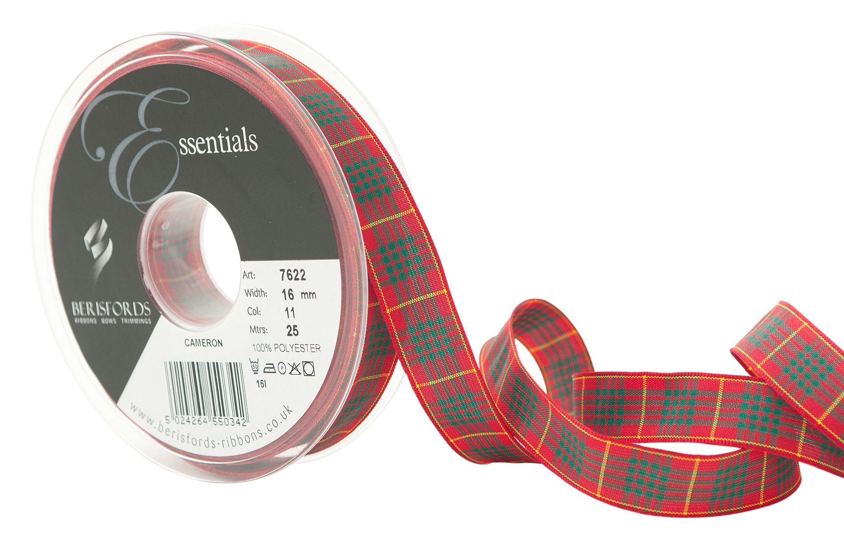 Berisfords Polyester Tartan, Cameron, 10.4 x 10.4 x 2 cm