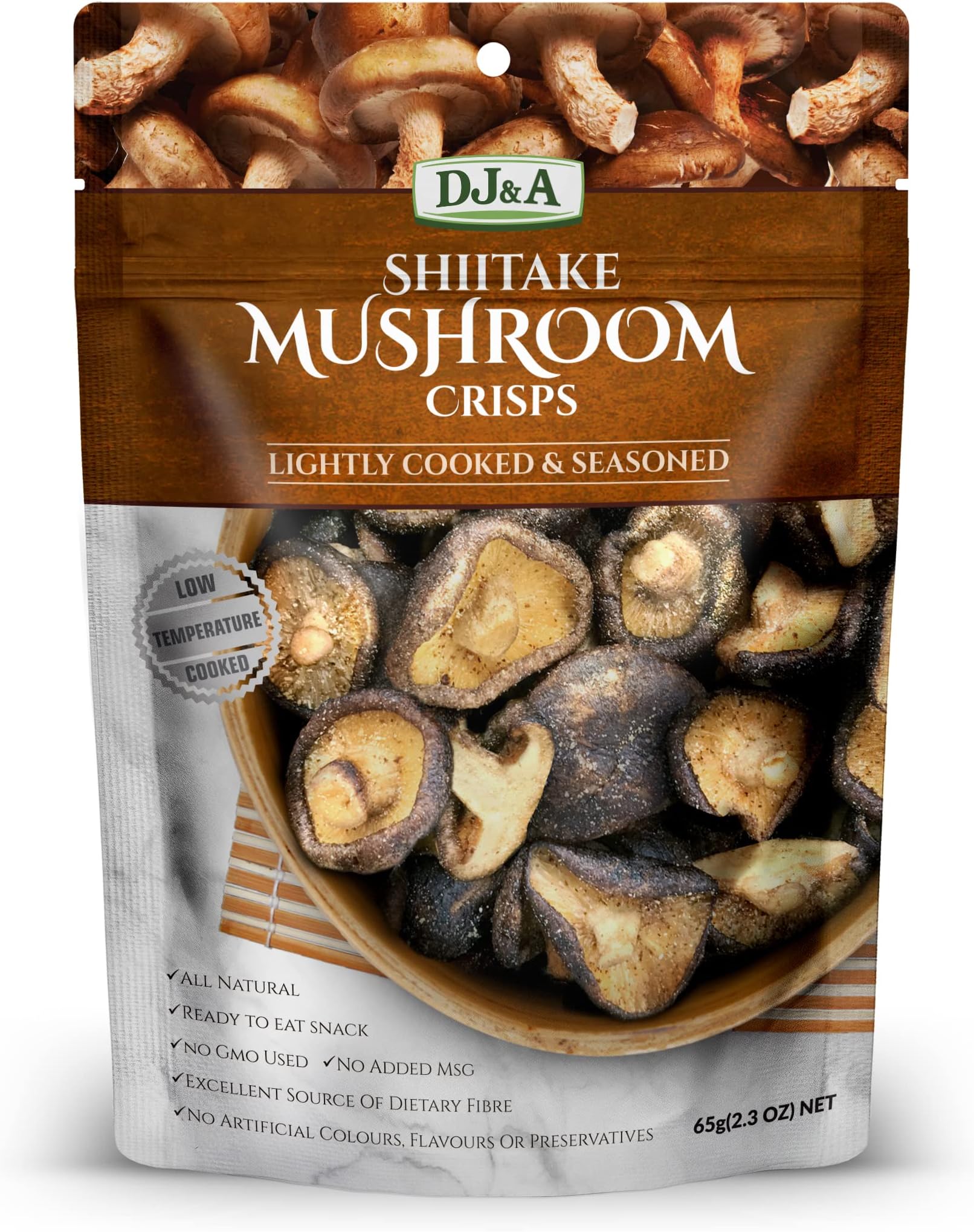DJ&A Shiitake Mushroom Crisps - Lightly Cooked and Seasoned 2.3 Ounceโฆ