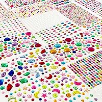 Vista 5 de 14 hojas de calcomanías de diamantes de imitación, joyas y gemas autoadhesivas para manualidades, álbum de recortes, multicolor