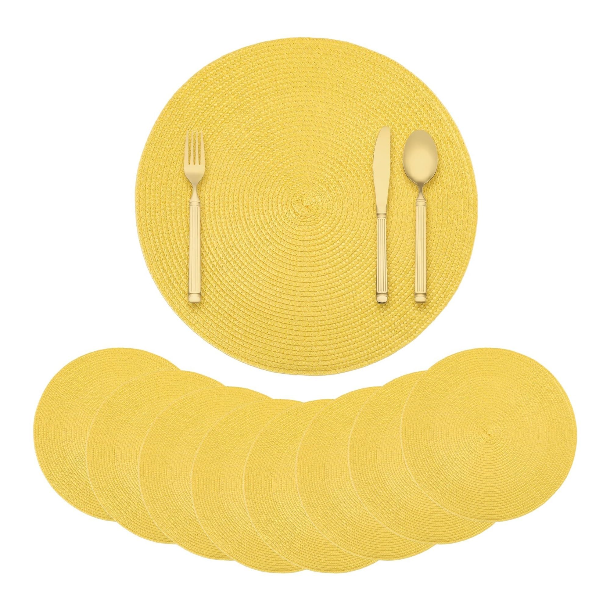 Luvafey One Color 6Pc Woven Solid Color Dining Table Placemats