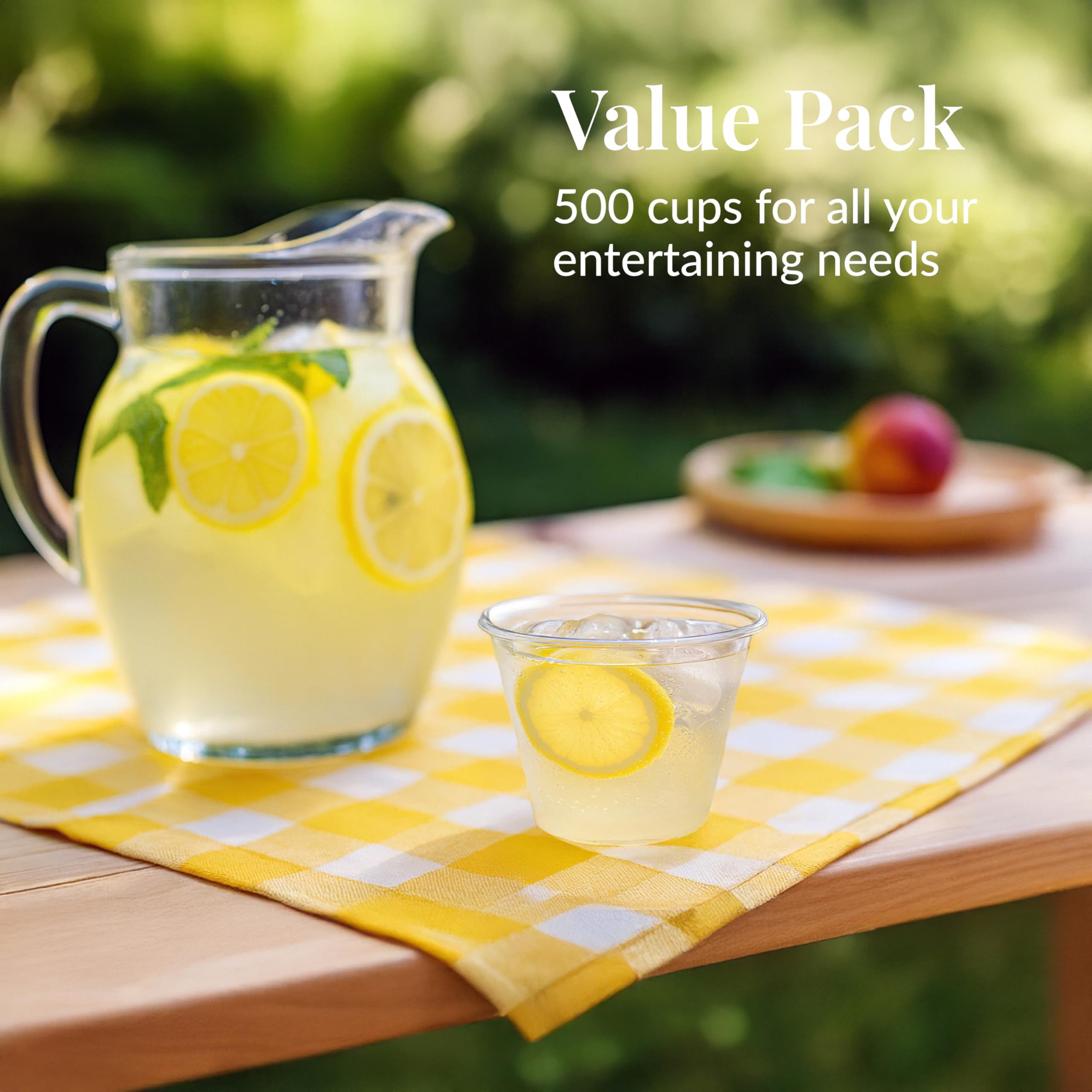 Prestee 500 vasos de plástico transparente, vasos de cóctel de 9 onzas, suministros para fiestas, vasos de cóctel de plástico, vasos desechables, vasos de plástico duraderos, 500 vasos de plástico a