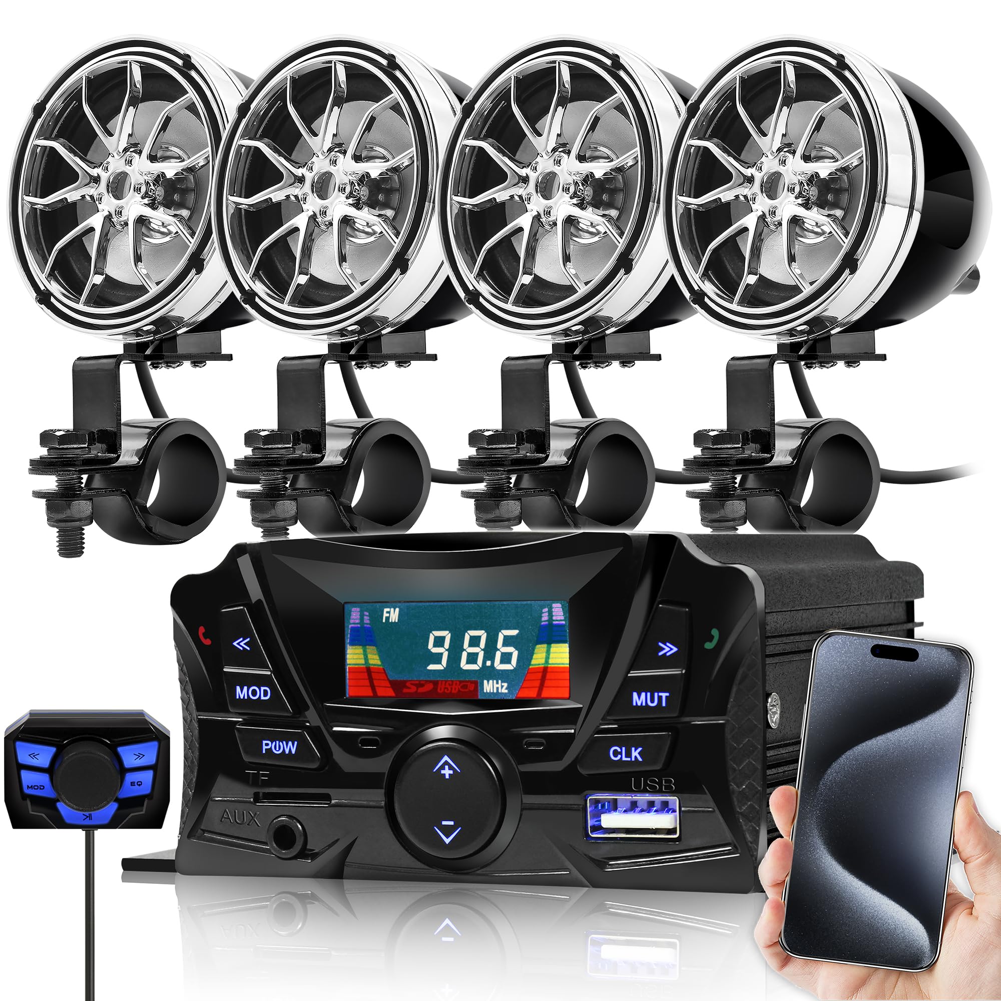 Amazon.com: GoHawk Motorcycle Speakers Bluetooth, Waterproof
