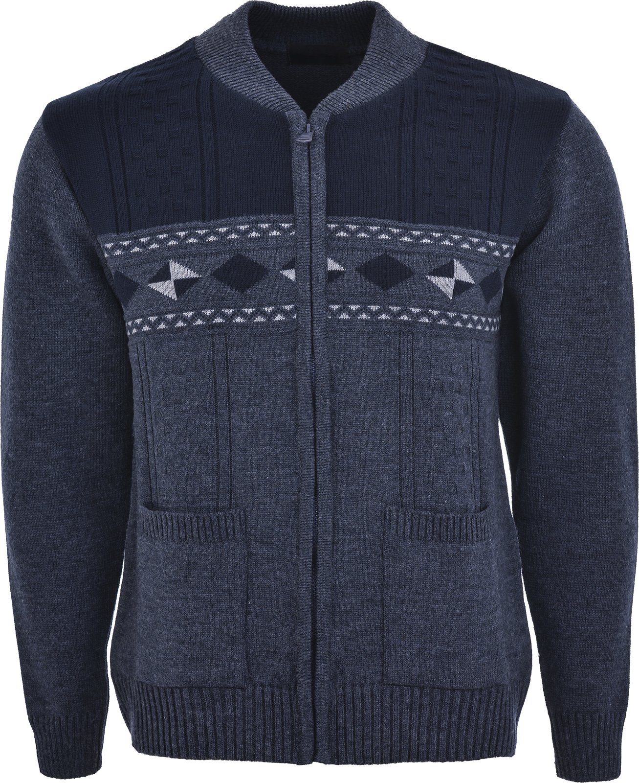 VSG Online Mens Gents Classic Cardigans Chunky Knitted Long Sleeve Jumper Zipper Top