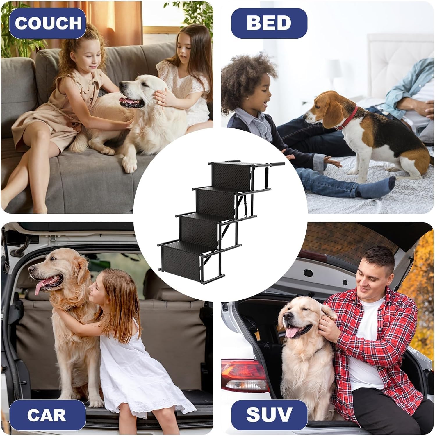 Opvouwbare hondentrap, 3 treden - auto-instaphulp voor honden
