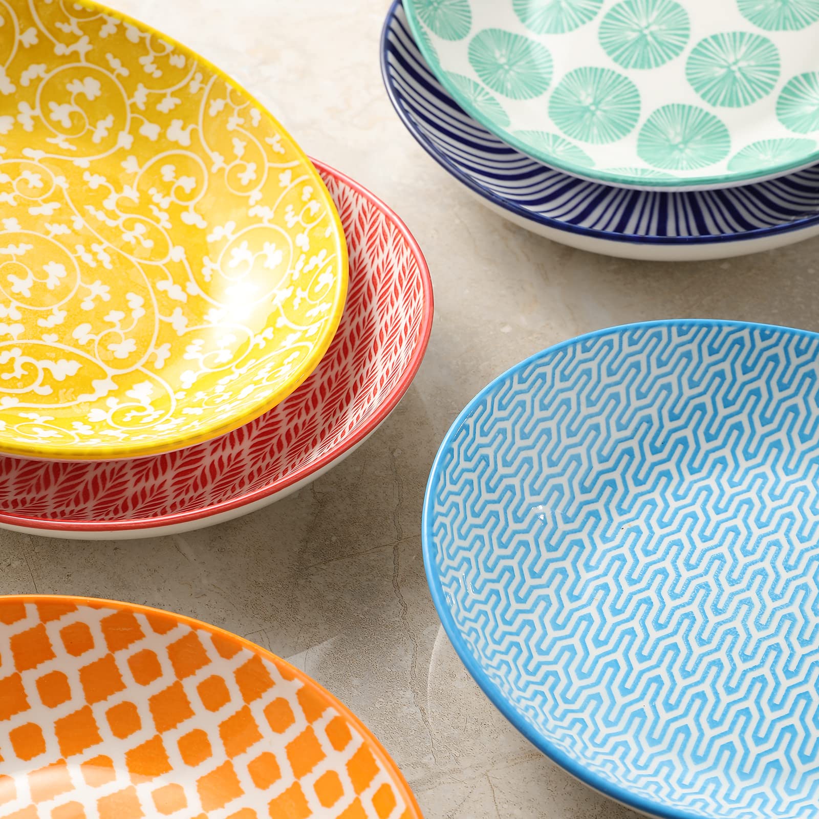 Large Serving Bowls With Handles Set Of 4, 2 Quarts Porcelain Pasta