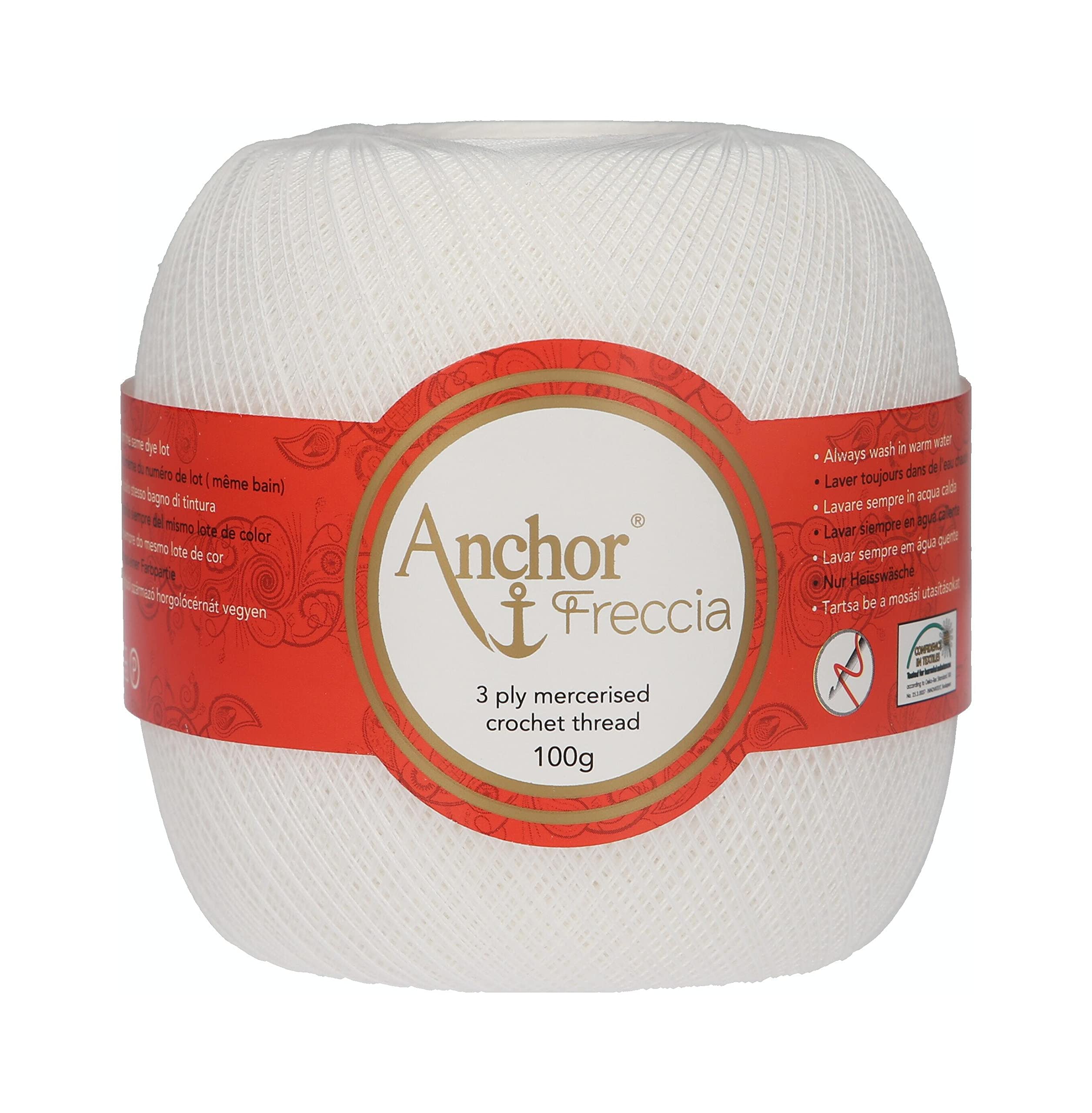 ANCHOR Crochet Yarns Freccia, Thickness: 25, Packaging: 100G, Running Length: 1440M 7901