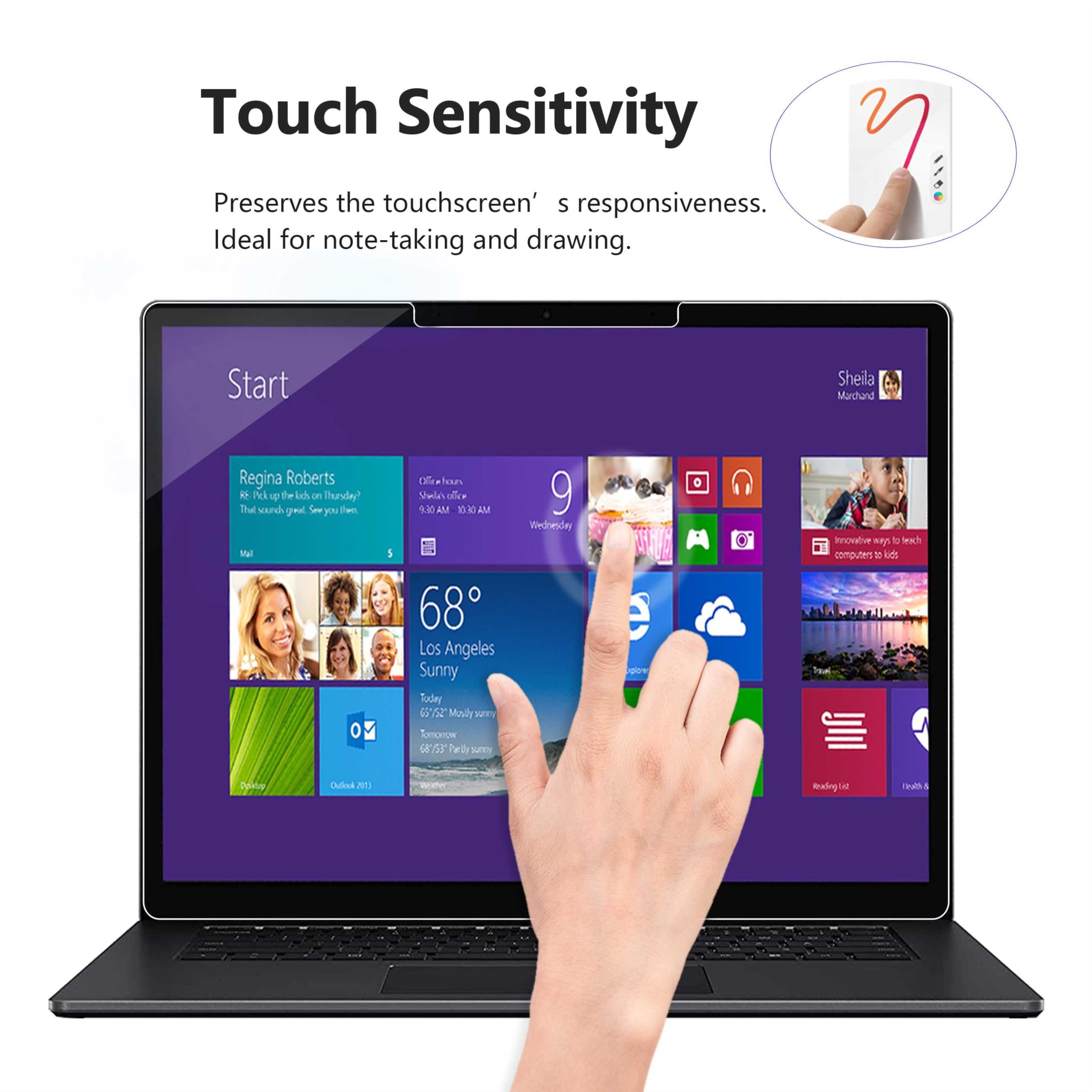 Adeway Protector de pantalla de vidrio templado Surface Laptop de 13" (2025), UltraGlass 9H+, resistente a arañazos, caídas, huellas dactilares, claridad HD, pack 2.