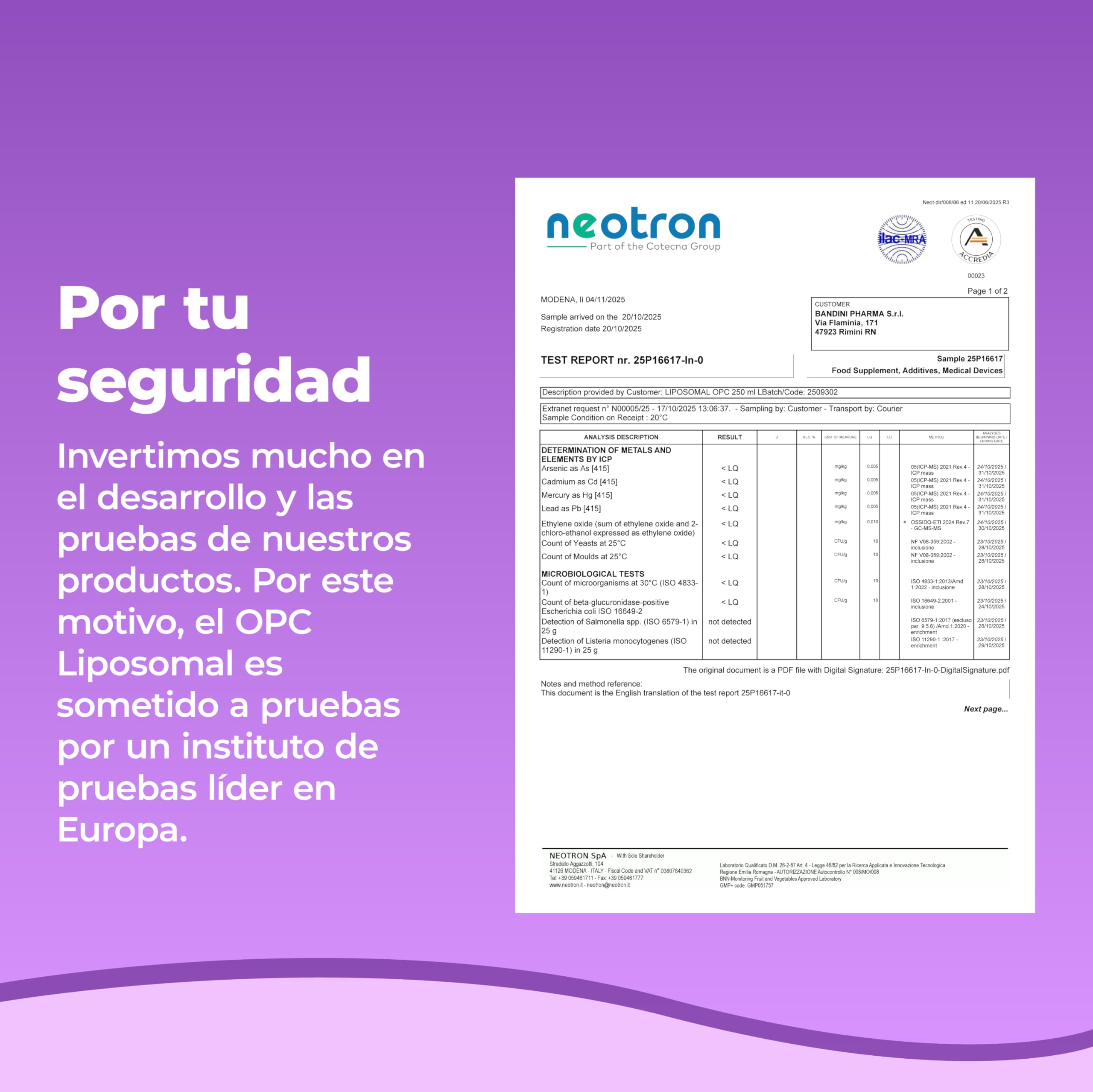 Bandini® OPC Líquido Liposomal 250 ml - Extracto de Semilla de Uva 95% OPC (200 mg por dosis) - Fórmula de Absorción Óptima con Tecnología Liposomal - Suplemento Antioxidante Natural