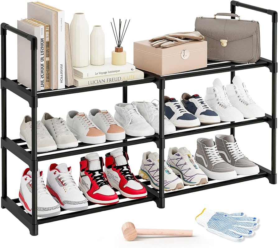 MOCINE 2024 Widened 3 Tier Shoe Rack, 86x30.5x56cm, Shoe Shelf MOCINE 2024 Widened 3 Tier Shoe Rack, 86x30.5x56cm, Shoe Shelf